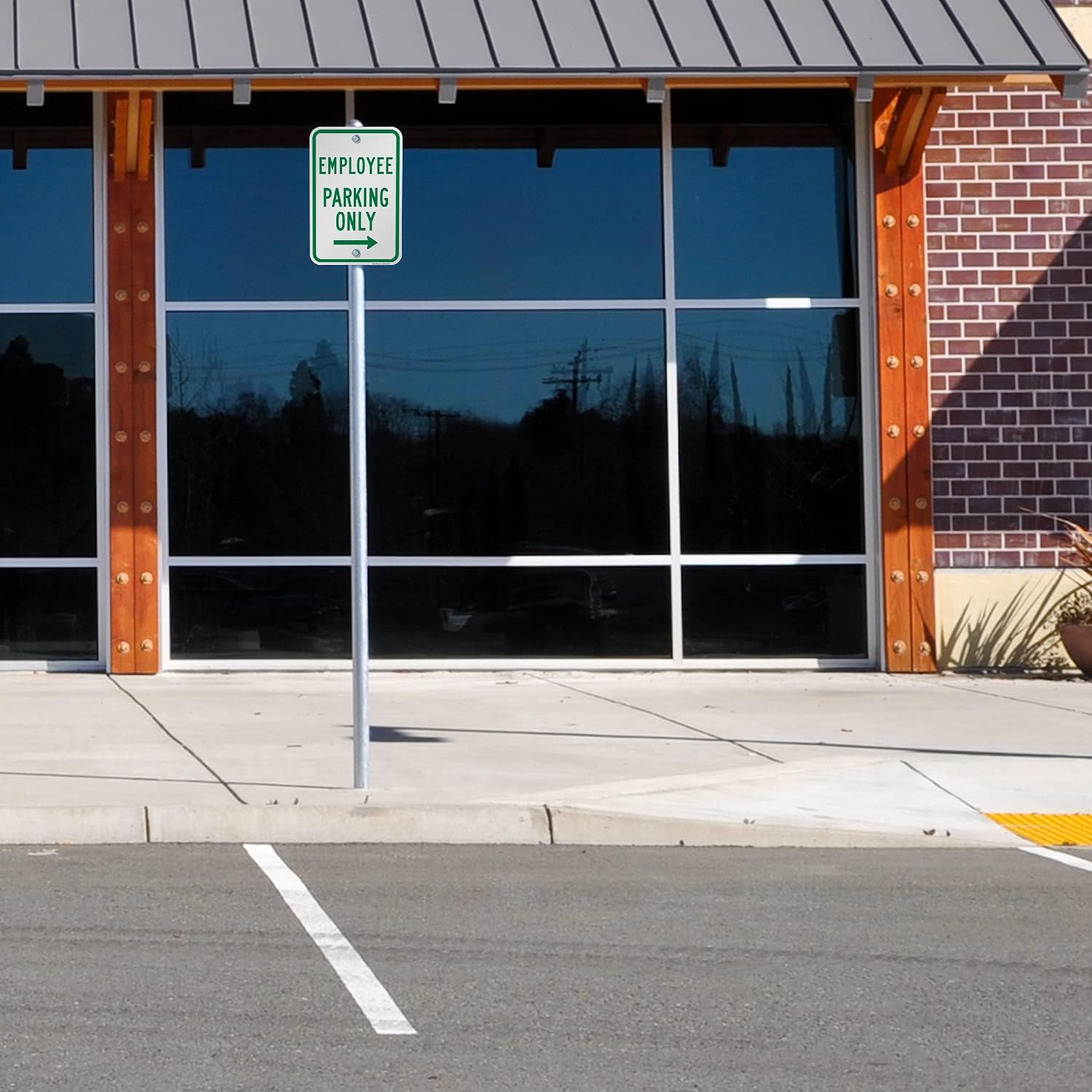 SmartSign 18 x 12 inch “Employee Parking Only” Metal Sign with Right Arrow, 63 mil Laminated Rustproof Aluminum, Green and White, Made in USA