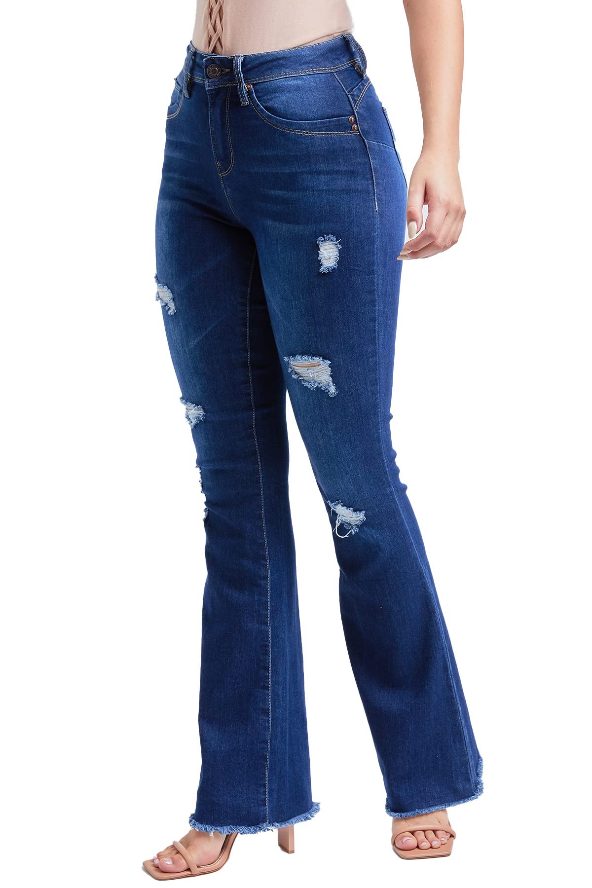 YMIWomen's Junior Wannabettabut High Rise Super Flare Denim Jeans
