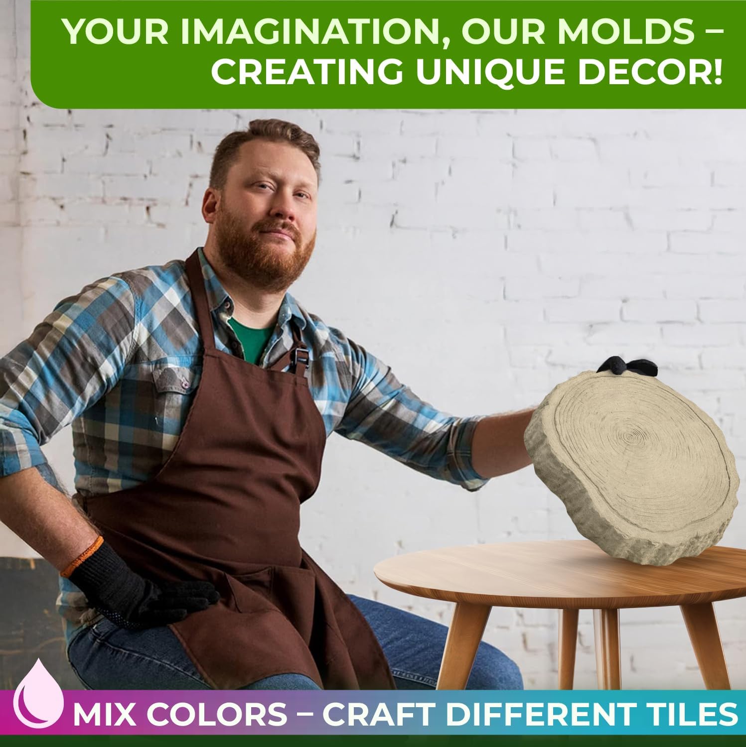 4 pcs Log Slab Old Wood Paver Paving Precast Concrete Mold Plaster ABS 2mm - Garden DIY Stepping Stone Mold Cement - DIY Concrete Molds Walkway