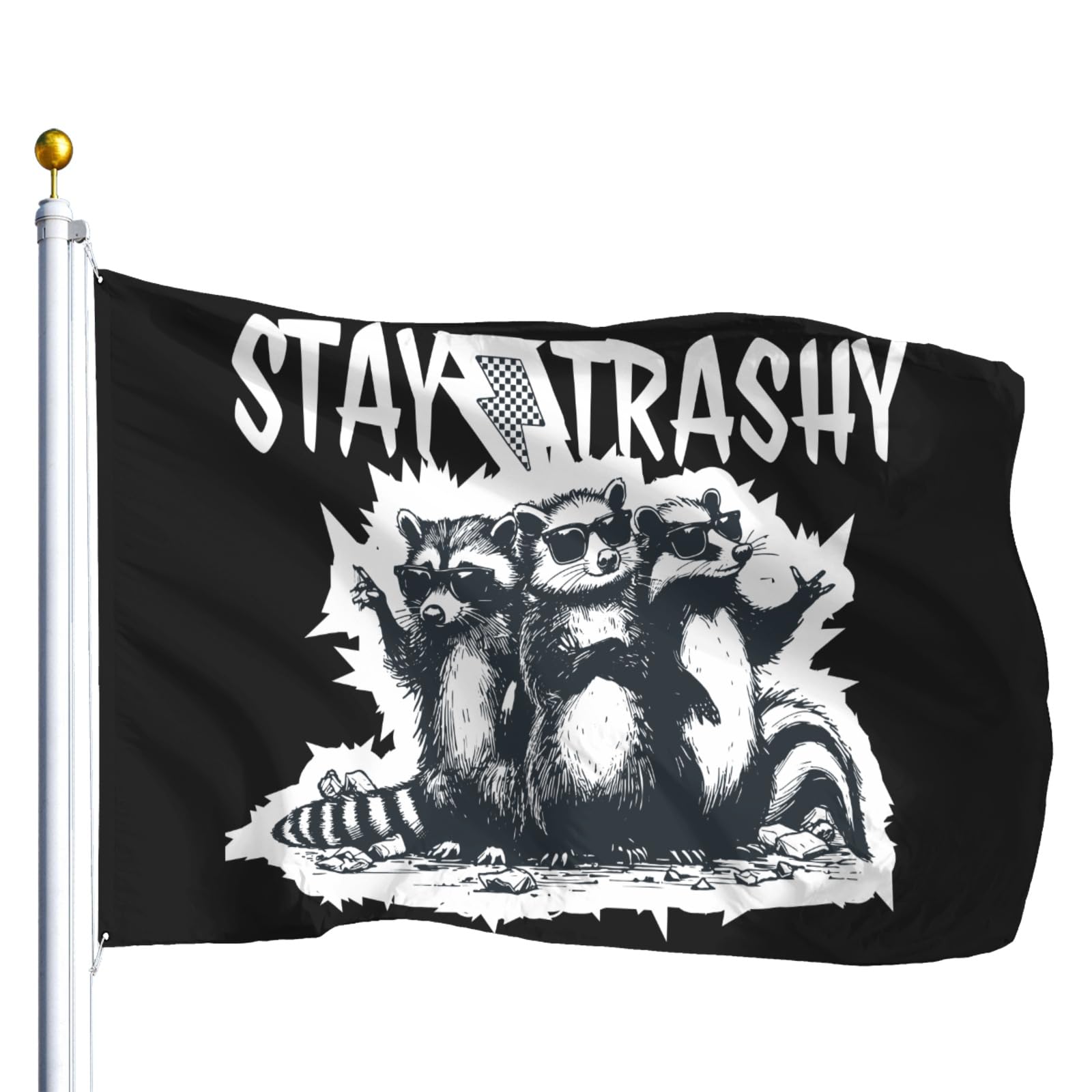 Funny Raccoon Stay Trashy Flags 3x5 Outdoor Vintage Outdoor Flags Outdoor Indoor Decoration For Fiesta 3x5 Ft, Birthday Gifts For Women