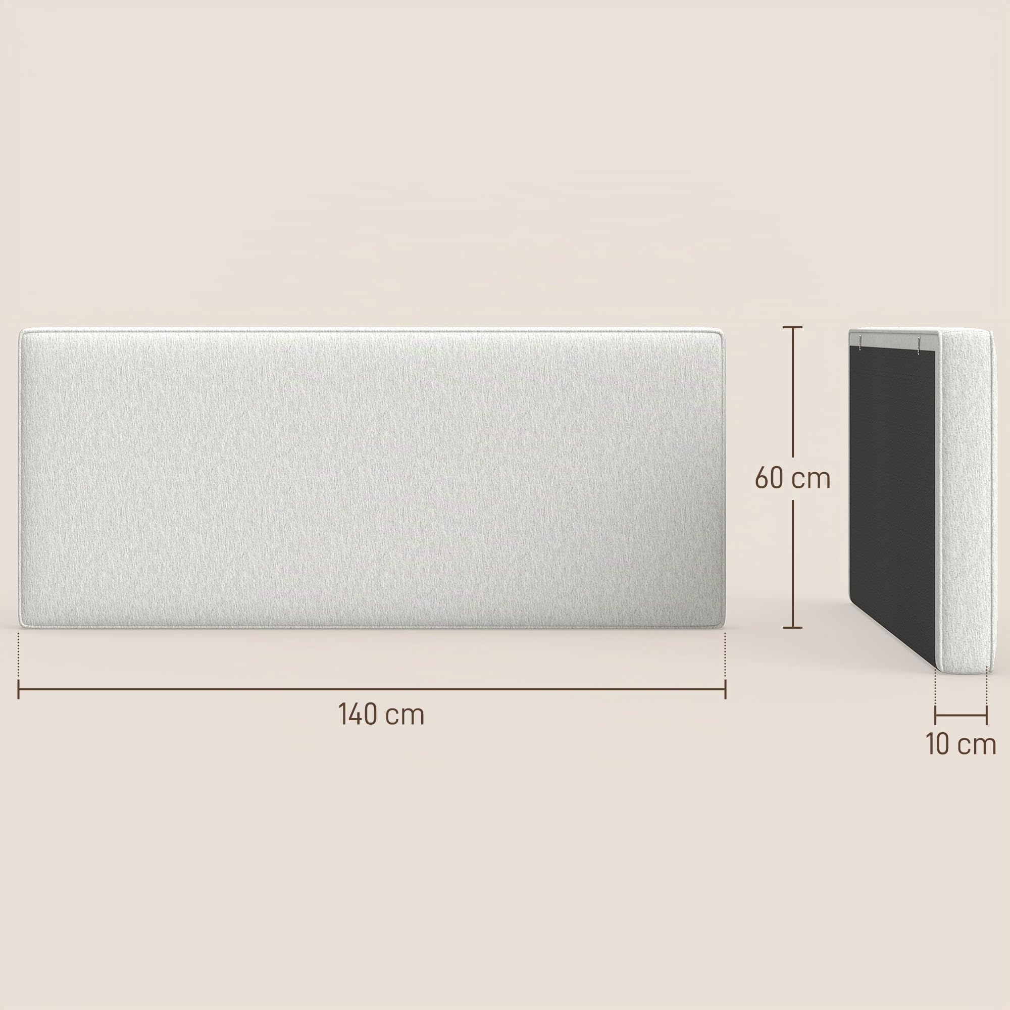 HOMCOM Testiera imbottita da parete in lino 140x60cm, Crema