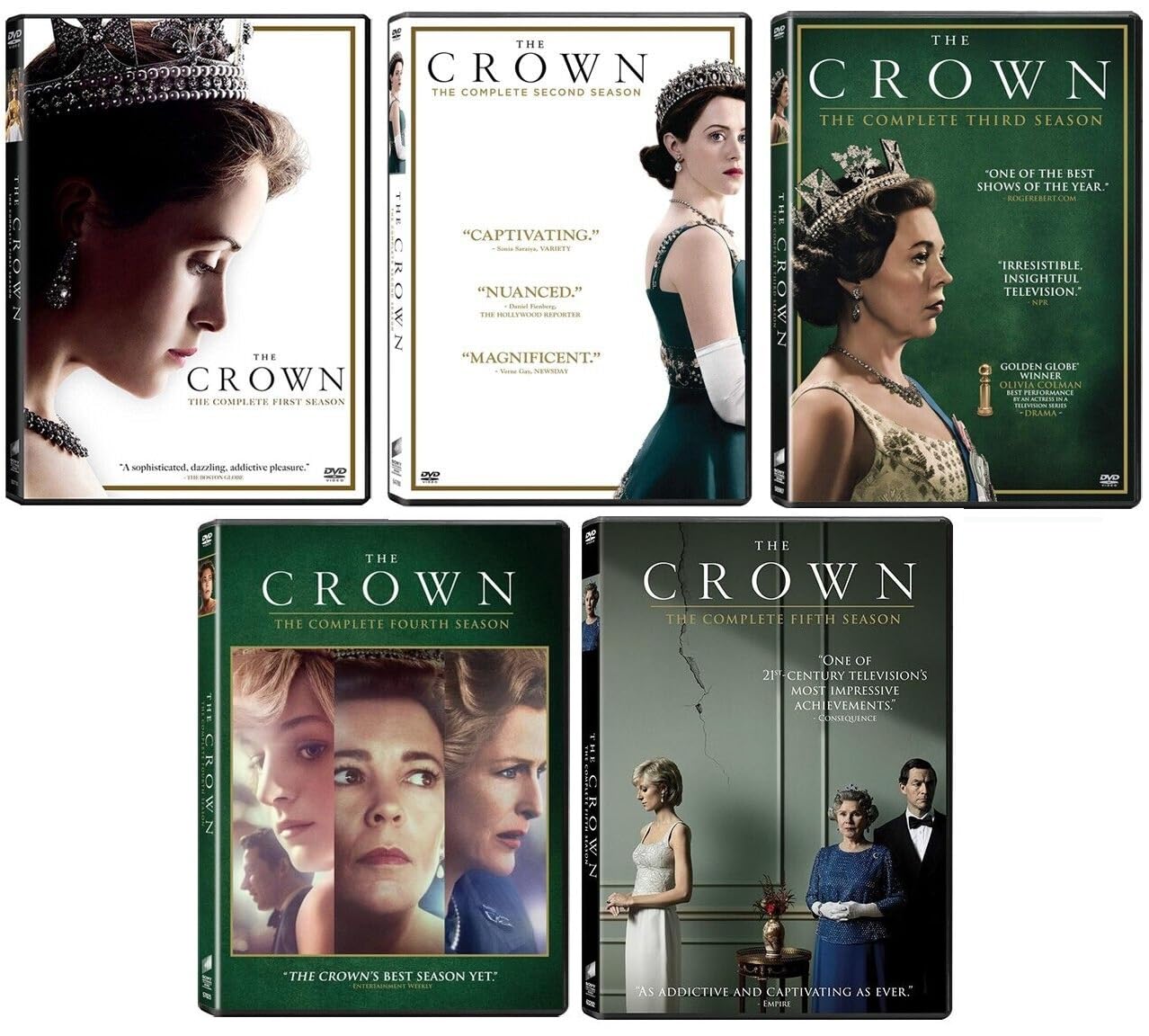 The Crown DVD Complete Series 1-5 Set Bundle