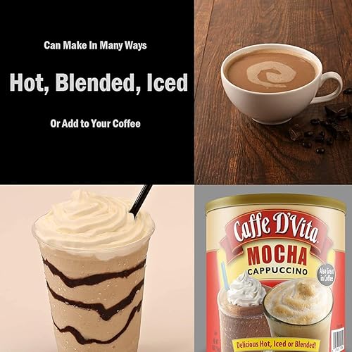 Miniatura 3 de Caffe D'Vita - Mezcla de bebida de capuchino caliente o helado, moca, 4 libras, incluye una cuchara de café con clip de sellado de bolsa
