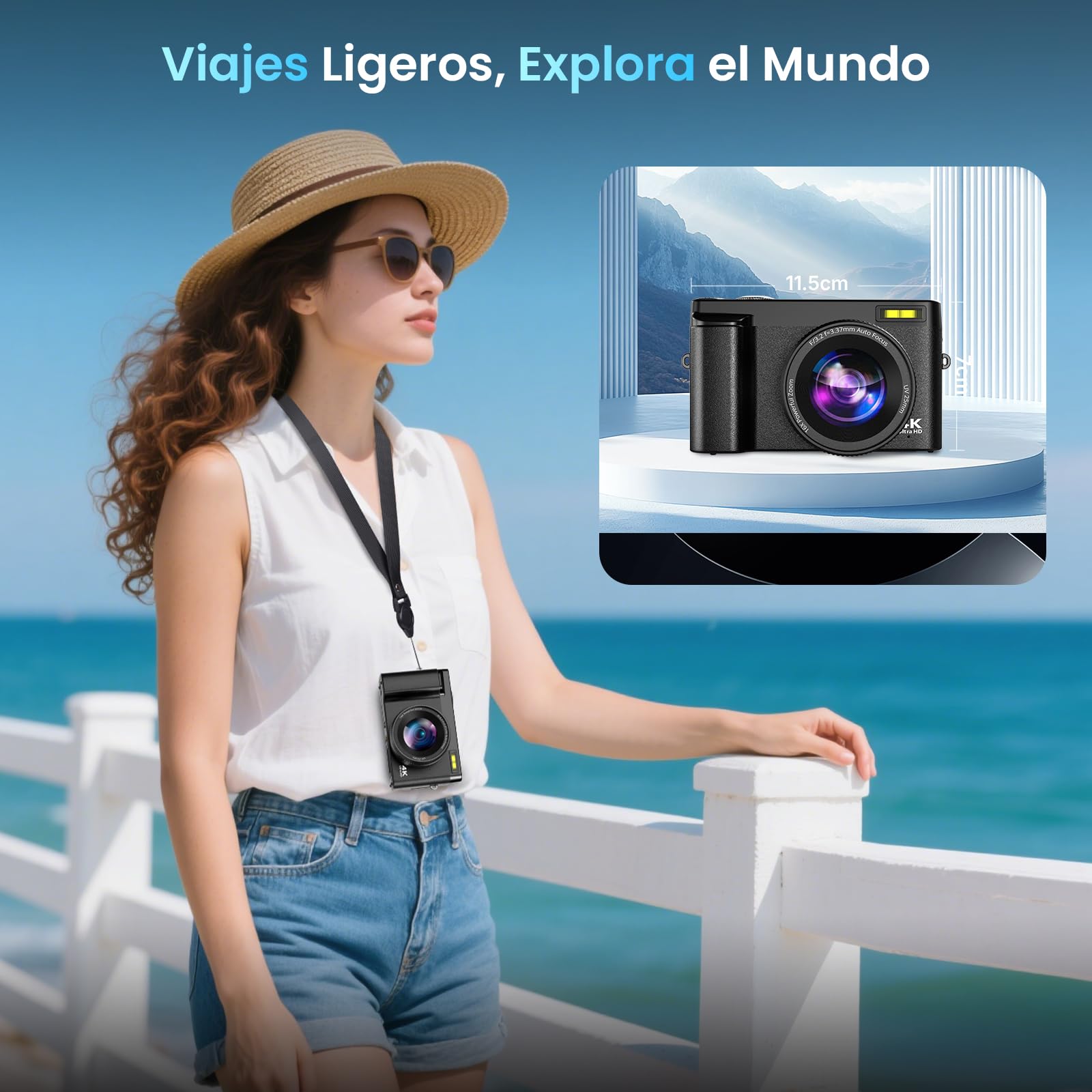 Fotocamera Digitale 4K con WiFi 64MP Macchina Fotografica Digitale con Schermo 3" 180° Flip, Schede da 32 GB, 2 Batterie, Zoom Digitale 16X, Autofocus, Anti-Shake per Adolescenti, Adulti, Principianti