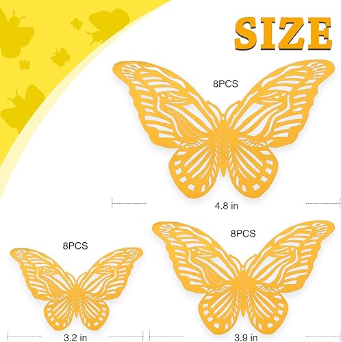 Miniatura 6 de Somotersea 24 calcomanías de mariposa 3D extraíbles para decoración de pared, calcomanías de mariposa monarca para niñas, niños, decoración de
