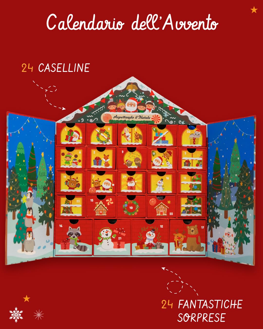 Calendario de Adviento, 24 cajones, sorpresas para descubrir cada día, 24 regalos, Navidad, regalo para niños y adultos