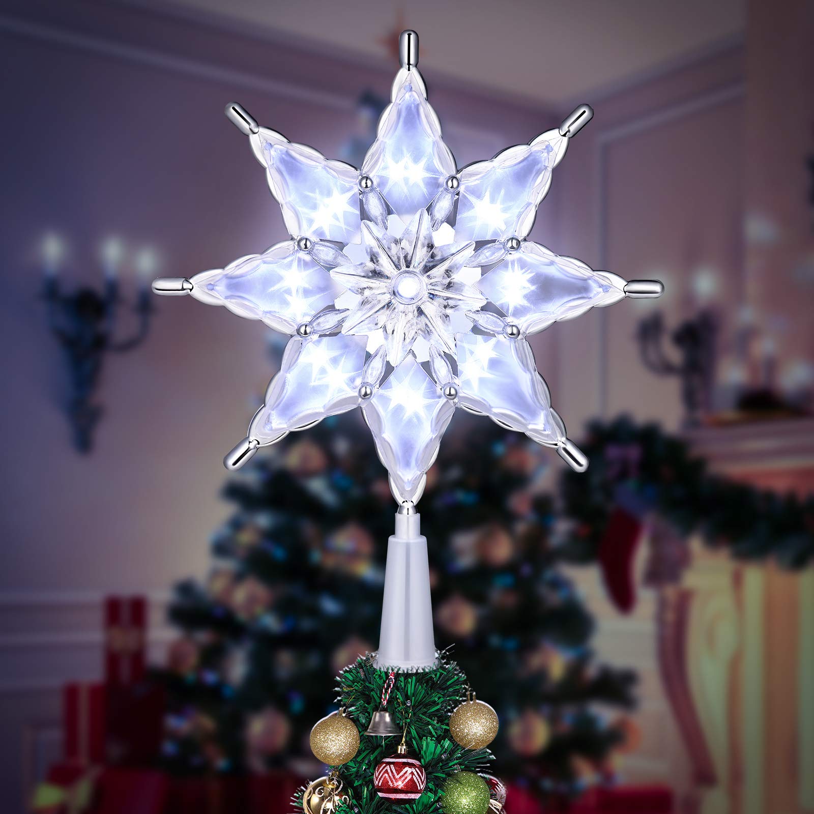 Buy YUNLIGHTS Christmas Star Tree Topper LED Tree Topper with Starry Pattern 8 Lighting Modes