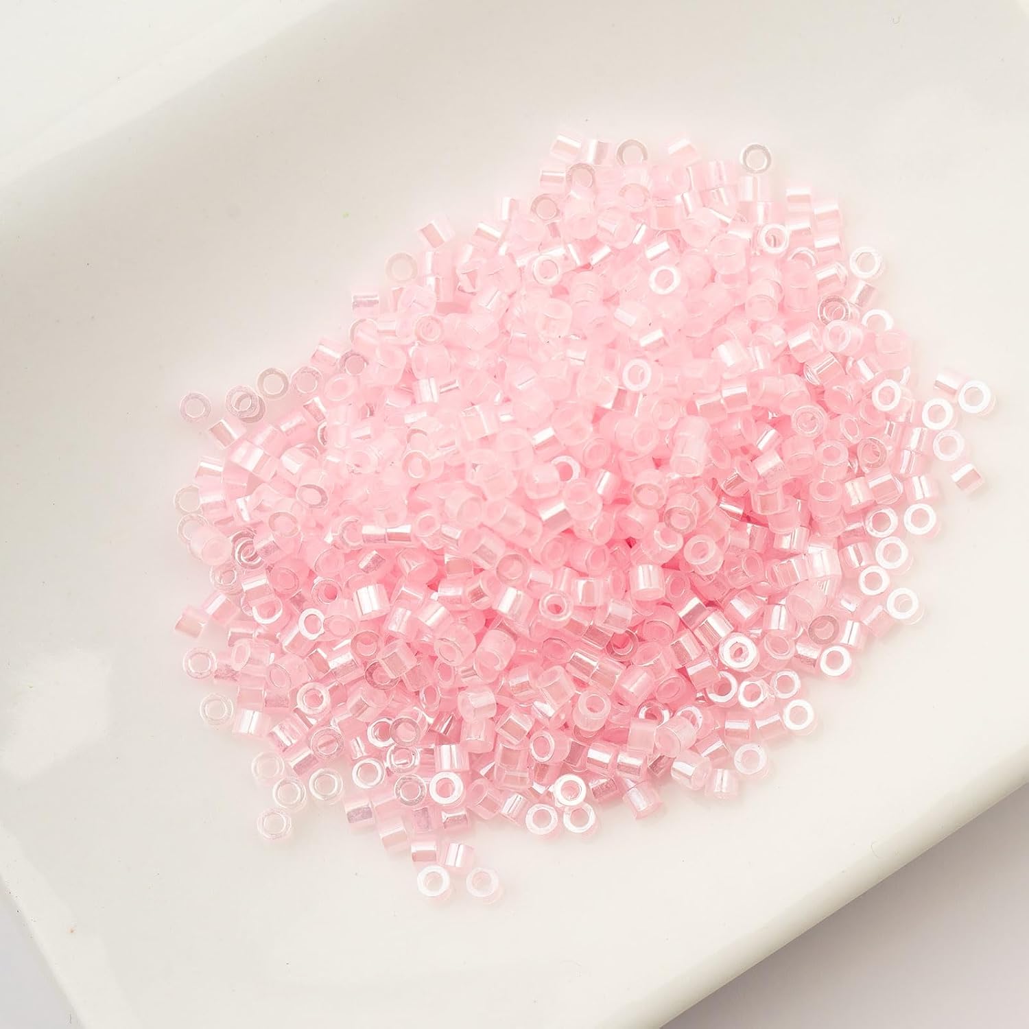 John Bead 25g Cylin Beads Light Crystal Pink Ceylon 11/0 Glass Cylindrical Seed Beads for Jewelry Bracelets Necklaces Earrings Making Embroidery