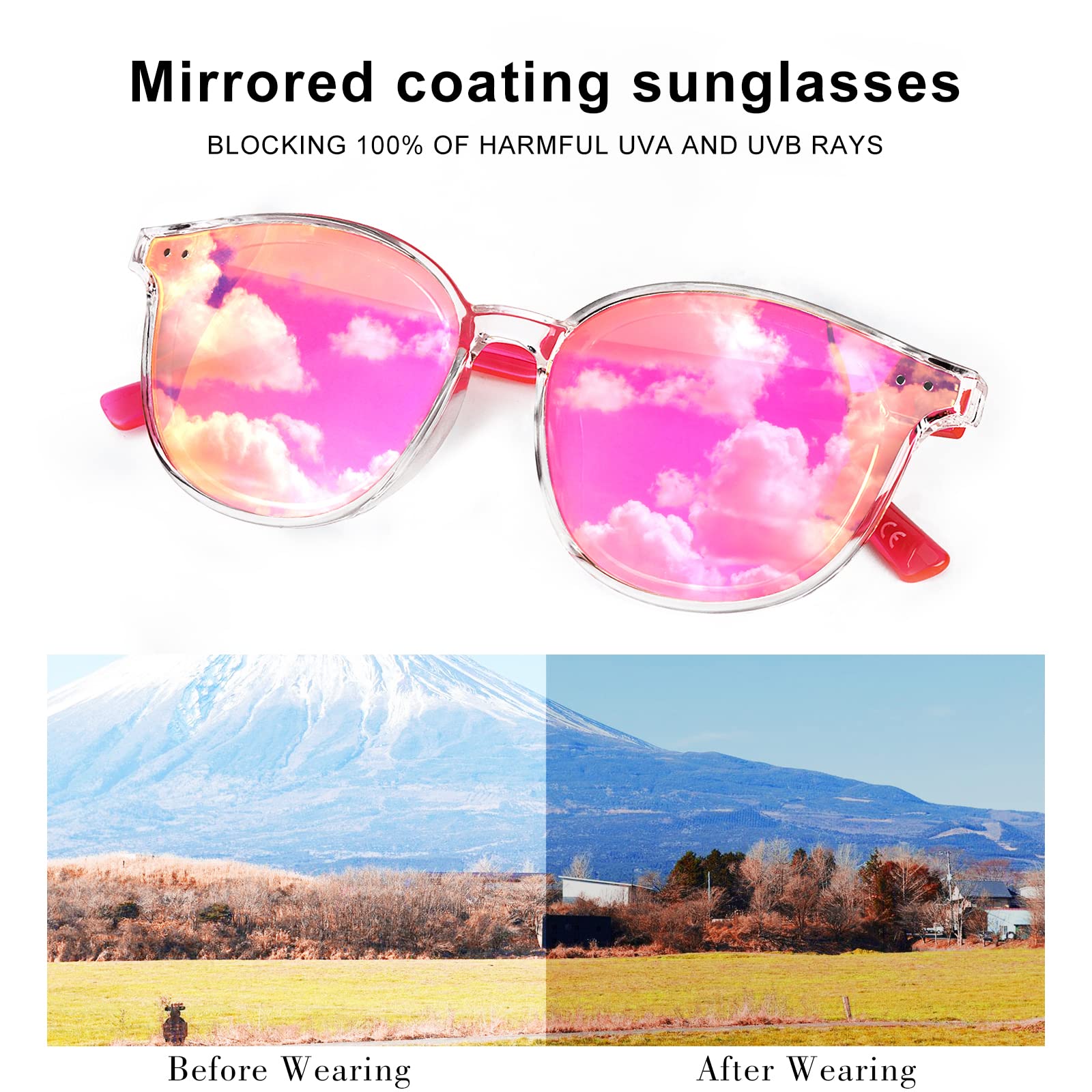 Sumato Katzenauge Damen-Sonnenbrille, Spiegelnde Trendy Linsen, UV400-Abschirmung