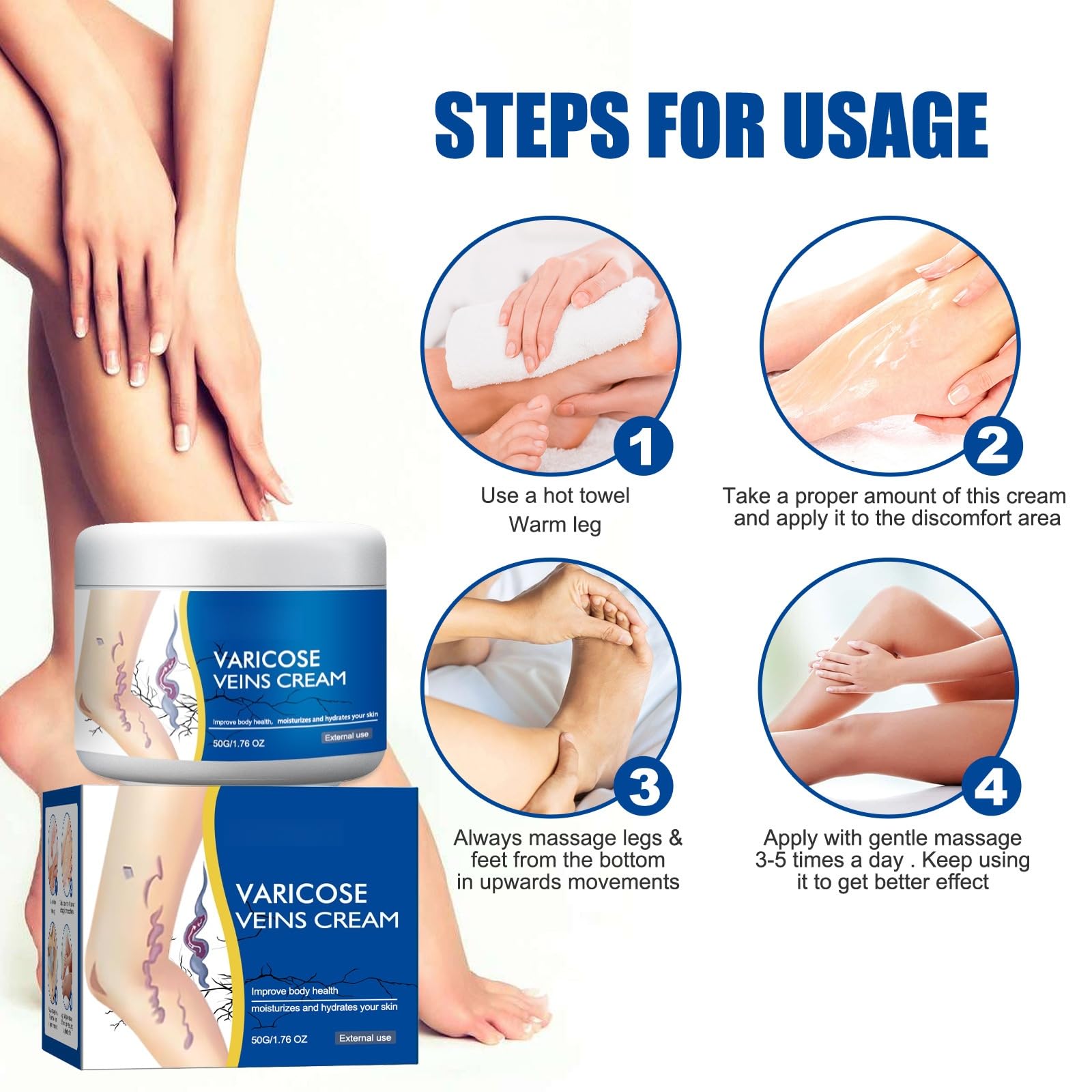 Crema per Vene Varicose,Crema per Vene Varicose Gambe,Cremas Lenitiva per Gambe,Cremas Trattamento Delle Venes Varicoses,50G