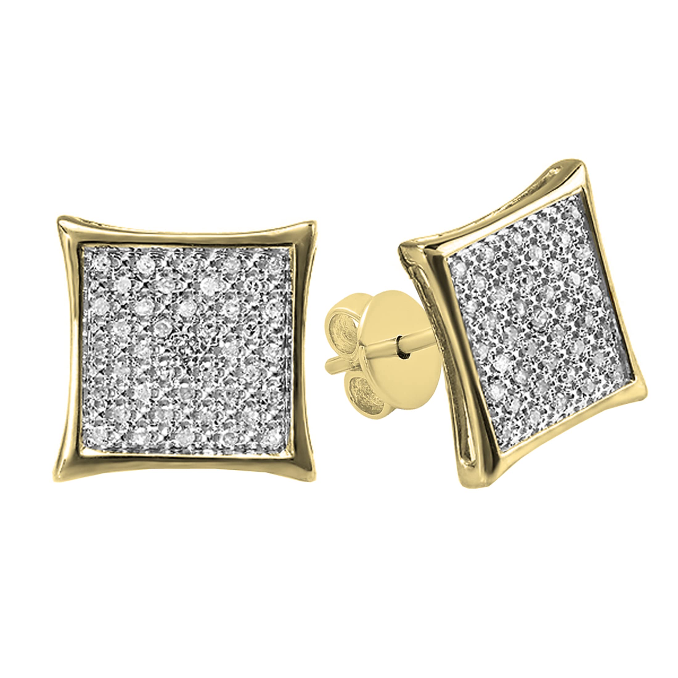 Dazzlingrock Collection 0.25 Carat (ctw) Round Diamond Kite Shaped Micro Pave Stud Earrings 1/4 CT, 18K Yellow Gold Plated Sterling Silver