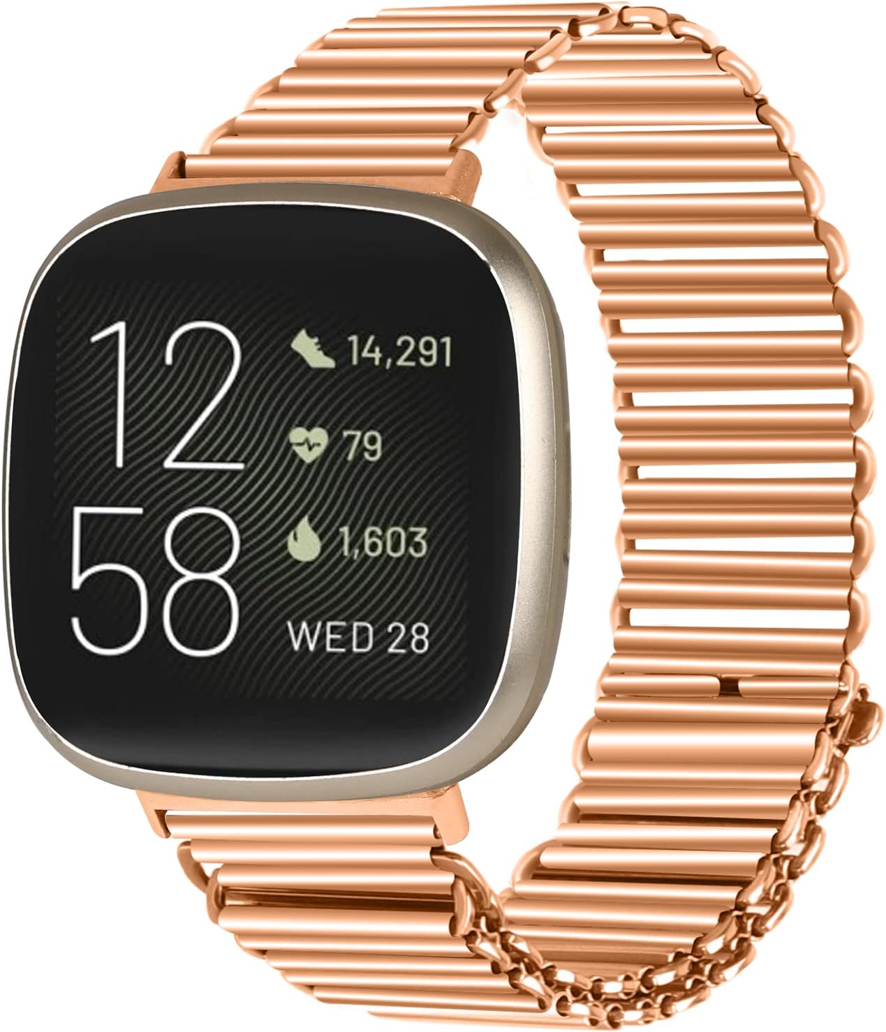 Aottom Band Compatible with Fitbit Versa 4/Sense 2 Bands & Fitbit Sense/Versa 3 Bands, Solid Stainless Steel Wrist Watch Band Metal Replacement Straps Accessories for Women Men