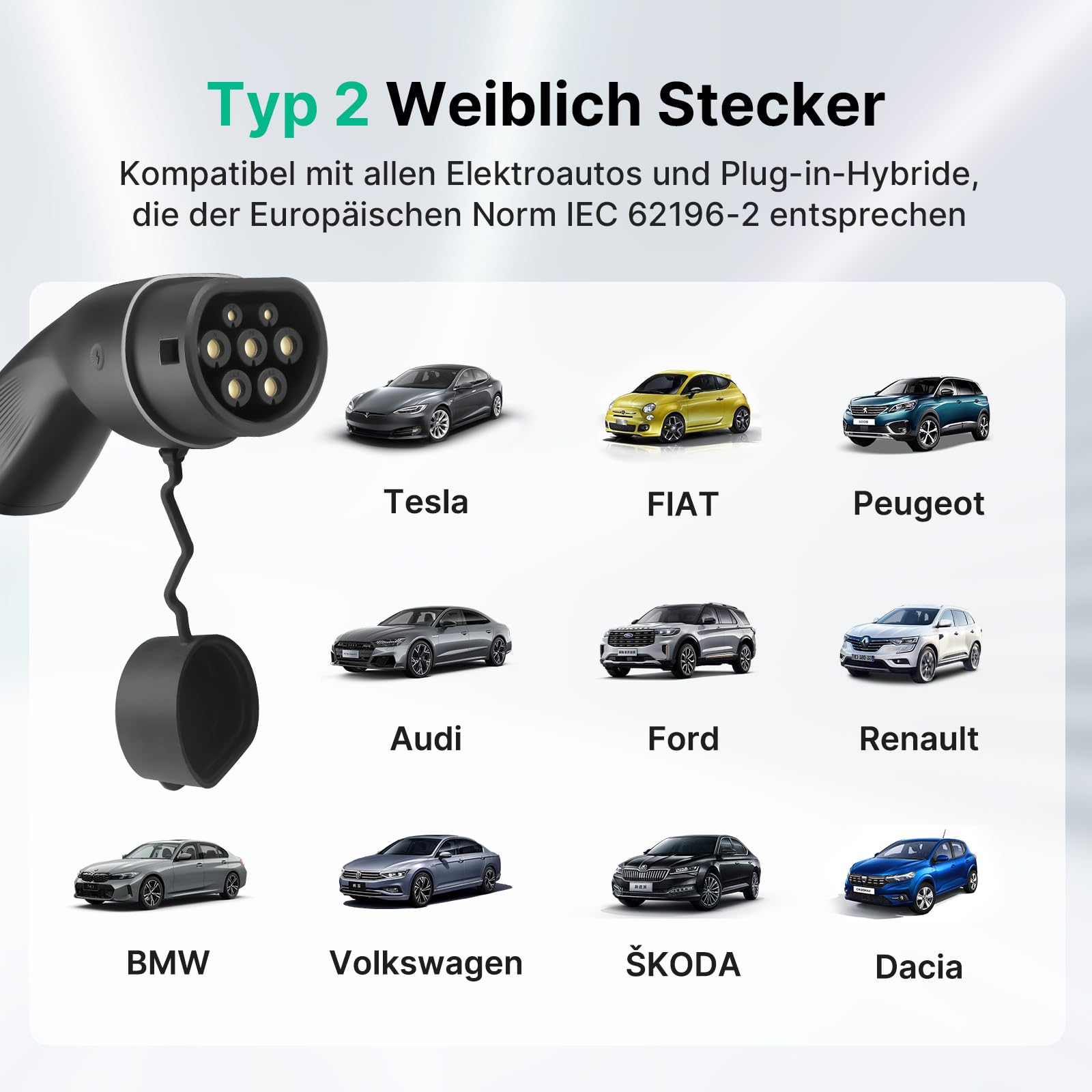 Mobile Wallbox/Ladestation 11kW mit CEE Stecker, 6m | 3-phasig | 6-16A | Typ 2 Ladekabel EV Ladegerät für Allen EVs & PHEVS, IEC 62196-2, IP66
