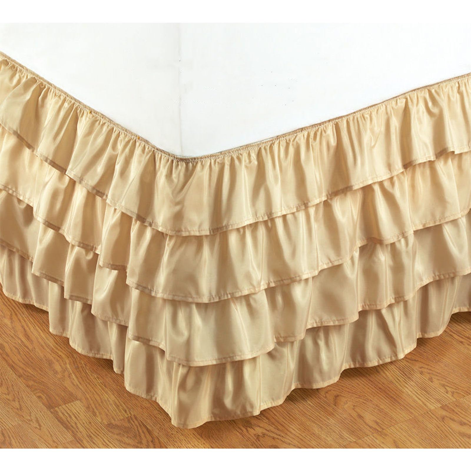 Surwin Pleated Bed Valance Sheet Single Double King, Princess Bed Base Wrap Extra Deep Frilled Fitted White Valance Sheet Easy Care Bed Skirt Soft Microfibre Breathable (200x200x45cm,Yellow)