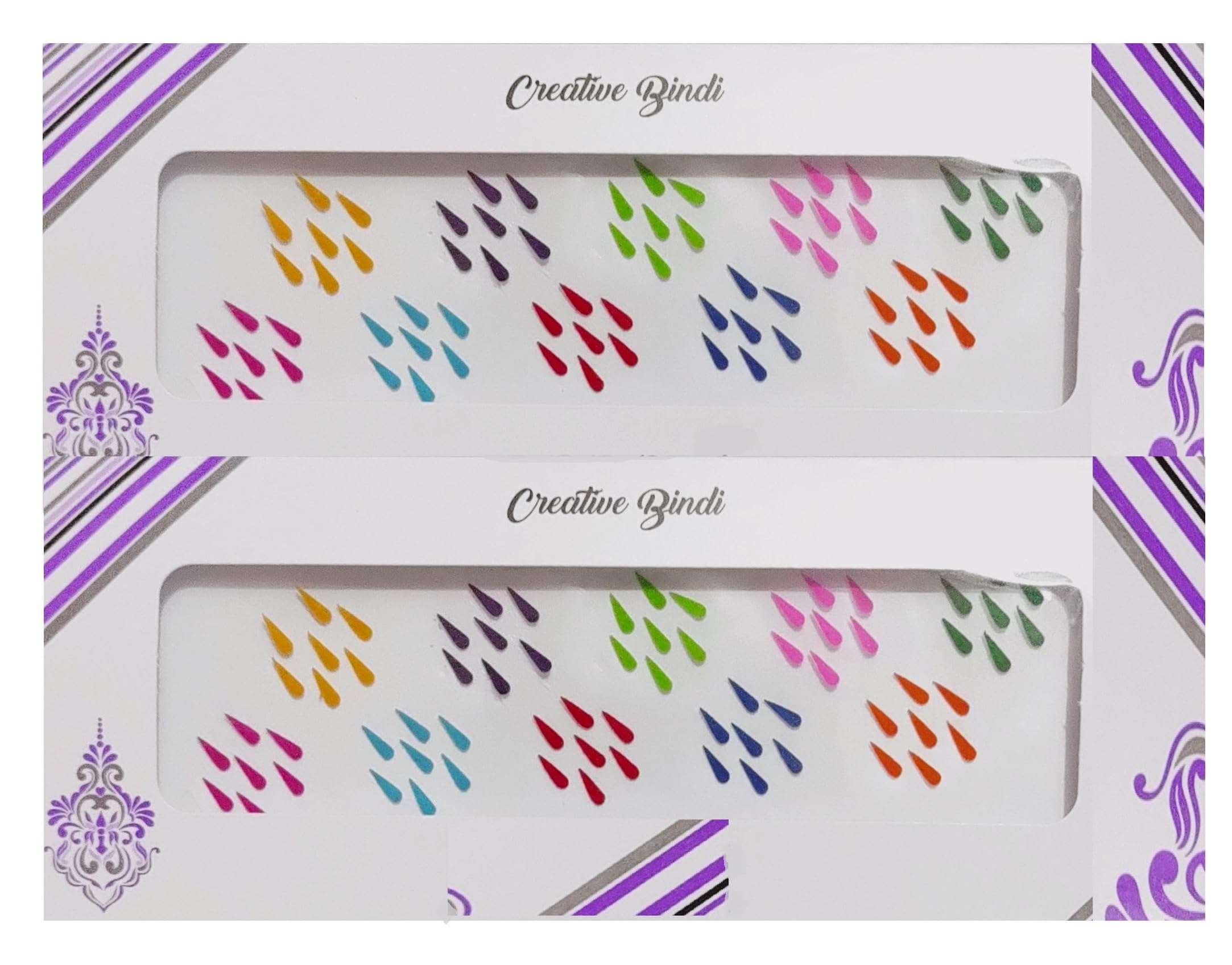 delegarde velvet small tilak bindi fancy self-adhesive bindis tikka for girls women ladies (multi colour) pack of 2