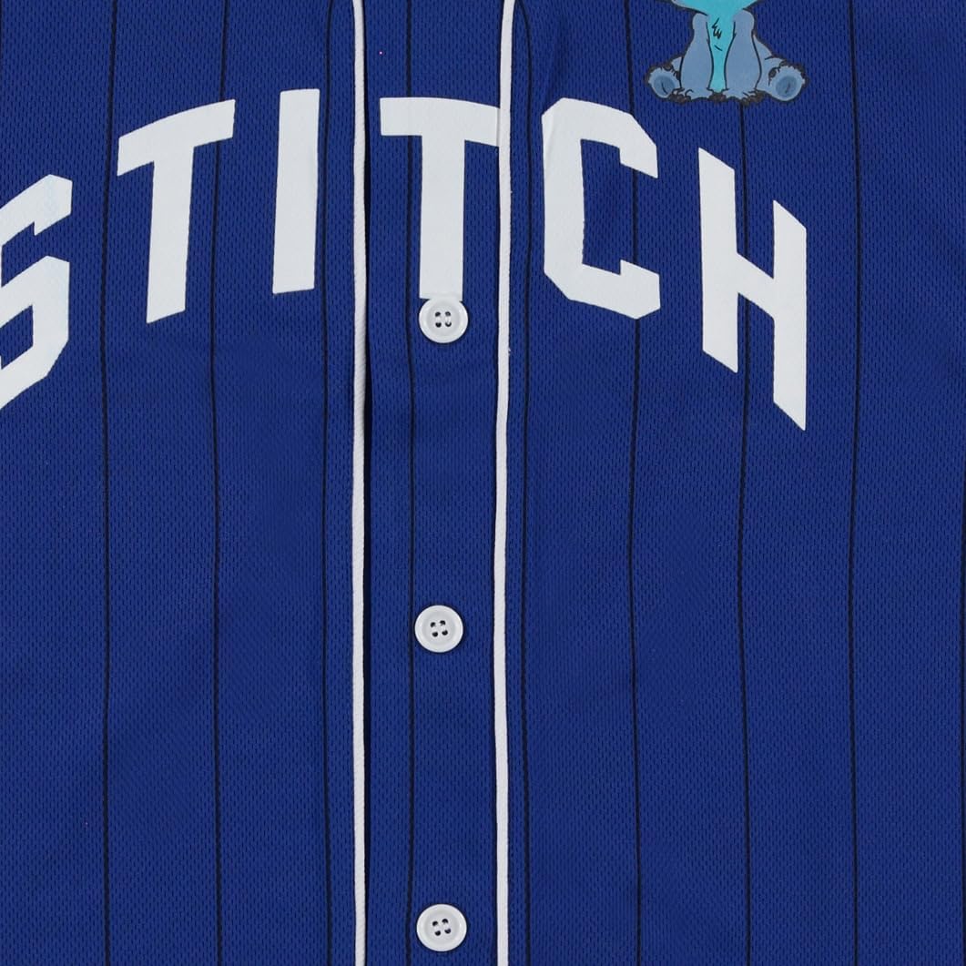 Disney Boys Lilo and Stitch Baseball Jersey - Boys Classic Lilo and Stitch Mesh Button Down Baseball Jersey Lilo and Stitch - Image 5