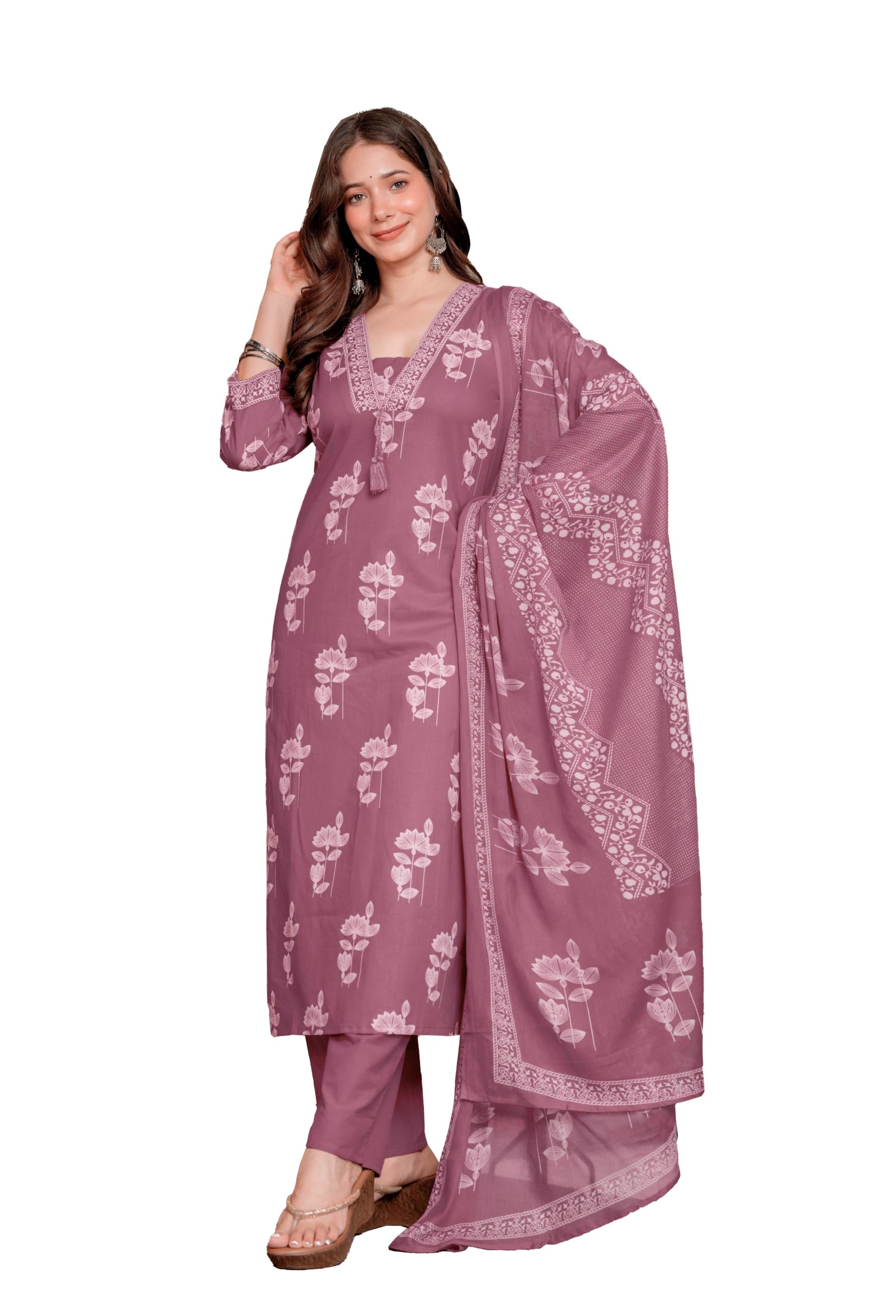 parthvi Women's Pure Cotton Straight Kurta Set with Palazzo Pants & Dupatta|Ethnic wear|Kurta Set for Women-picture-7