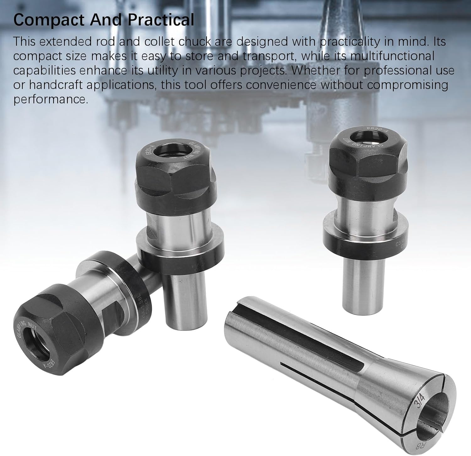 R8 3/4 Spring Collet and Collet Chuck Set, Workholding Engraving Tool, 3PCS Collet Chuck for Carving Machine, Alloy Steel Construction with 1-13mm Clamping Range, C