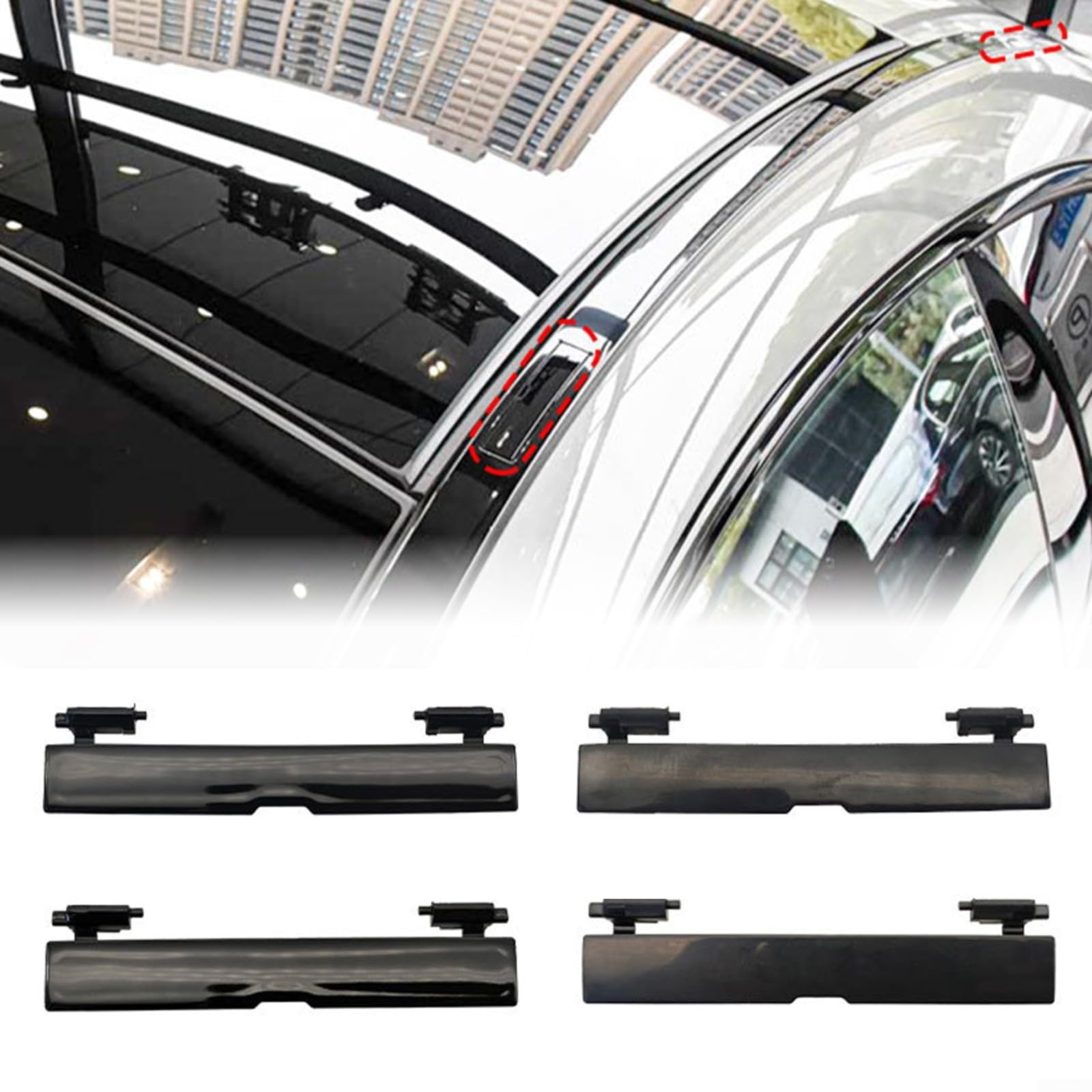 Copertura per barre portatutto per Mercedes-Benz per classe cle W236 2024-2026, copertura portapacchi ABS nero opaco, OEM 2366905902 (anteriore nero)