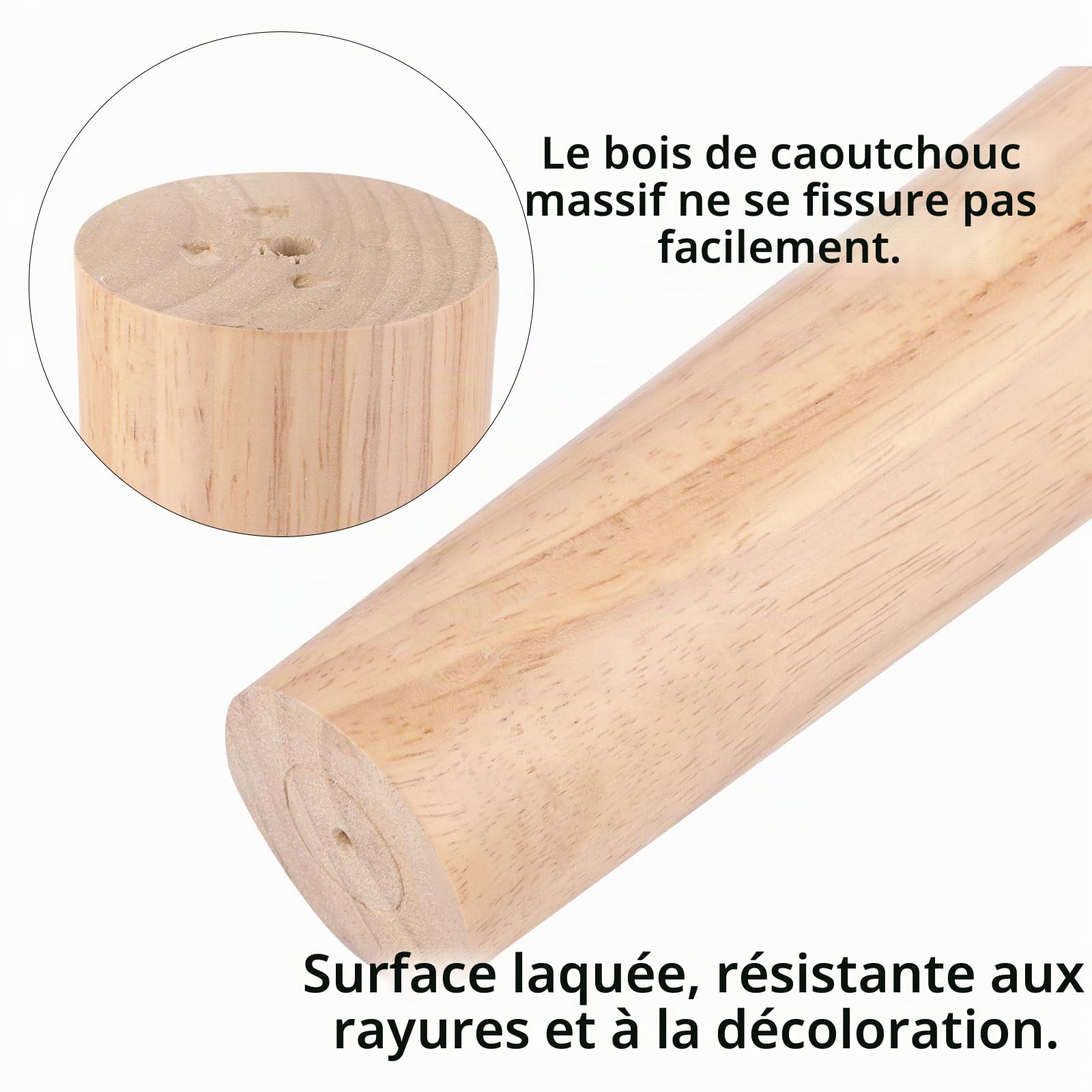 AKOLAFE 4 Pièces Pied de Meuble Bois 25 cm | Pieds de Meuble à Finition Chêne, Plaques et Vis pour Canapé, Lit, Fauteuil, Table Basse, Armoire ou Commode