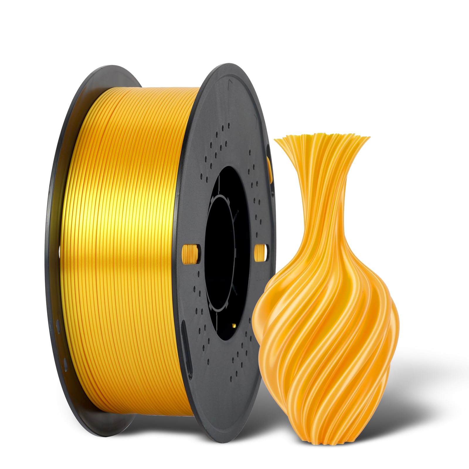 Kingroon Silk PLA 3D Printer Filament, Dimensional Accuracy +/- 0.03 mm, 1 kg Spool(2.2lbs), PLA Shiny Filament 1.75 mm (Gold)