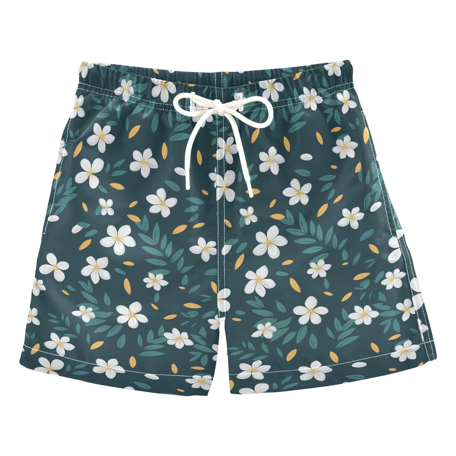 senya White Flower Boys Swim Trunks Toddler Shorts Swimwear Boardshorts