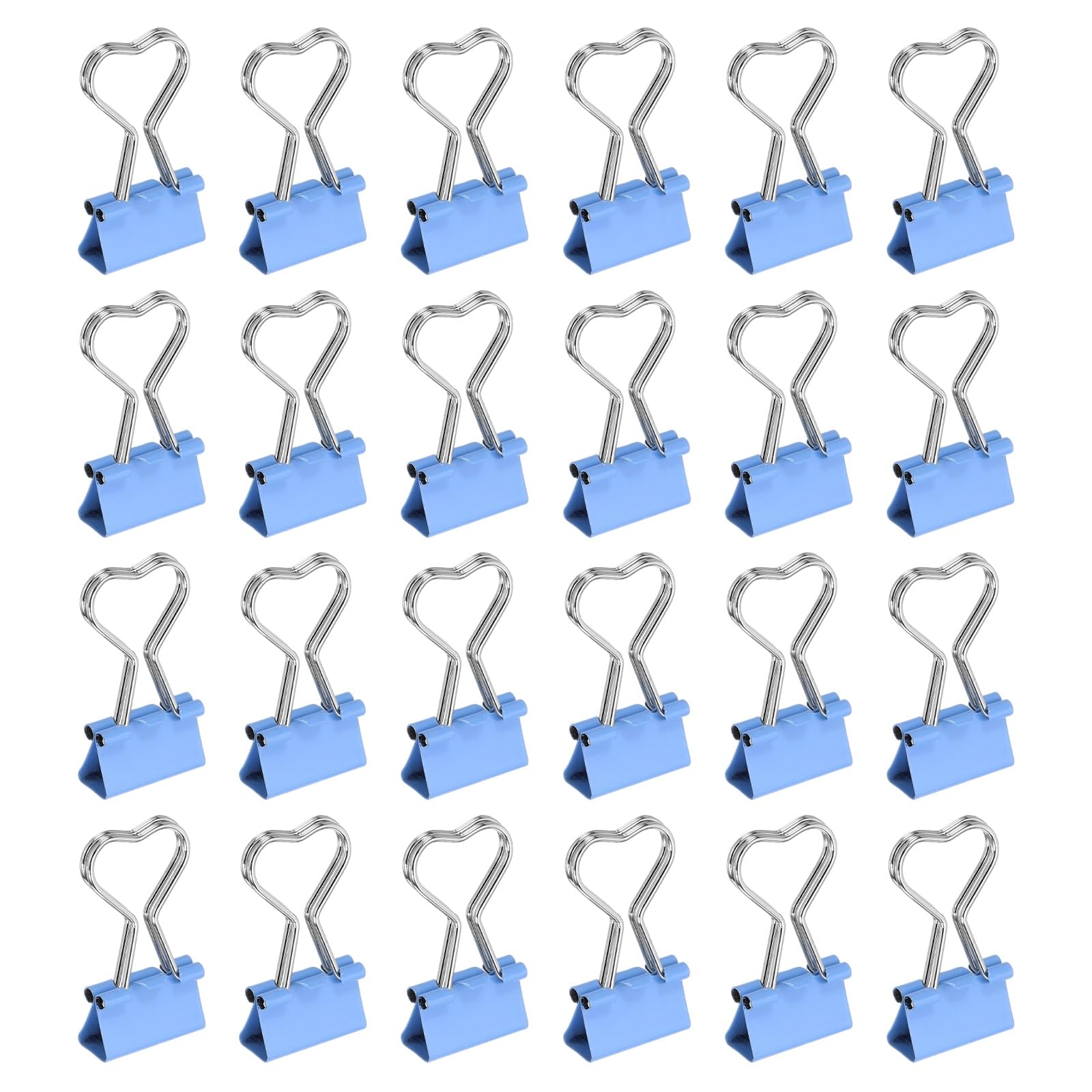 PATIKIL 24Pcs Small Binder Clips, Heart Shape Cute Binder Clips Paper Clamps Bulk for Paper Bookmarks Planner Notes Letter Journals Office Supplies Bags Crafts, Blue