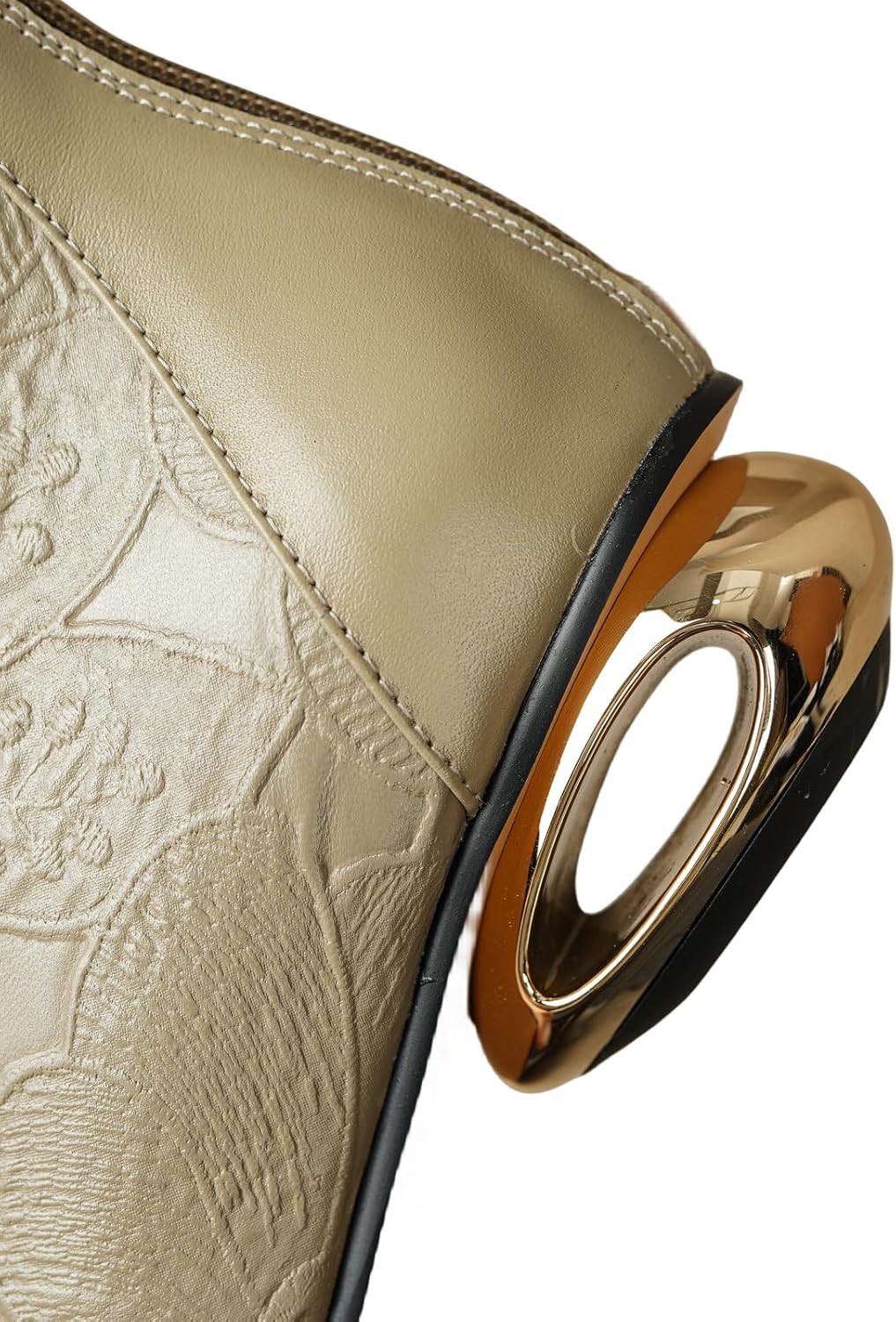 TinaCus Women's Pointed Toe Embossed Genuine Leather Handmade Low Heels Back Zip Up Ankle Boots