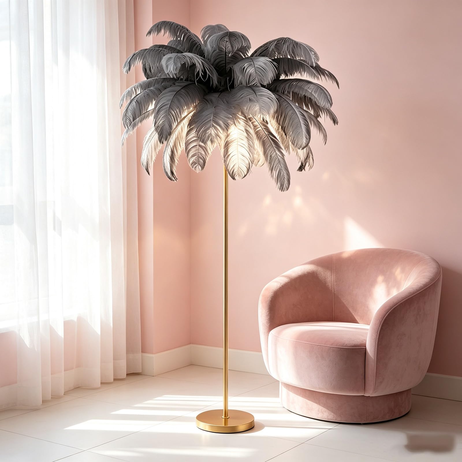 LCNDKF Multi-Scene Feather Floor Standing Lamp Integrated LED