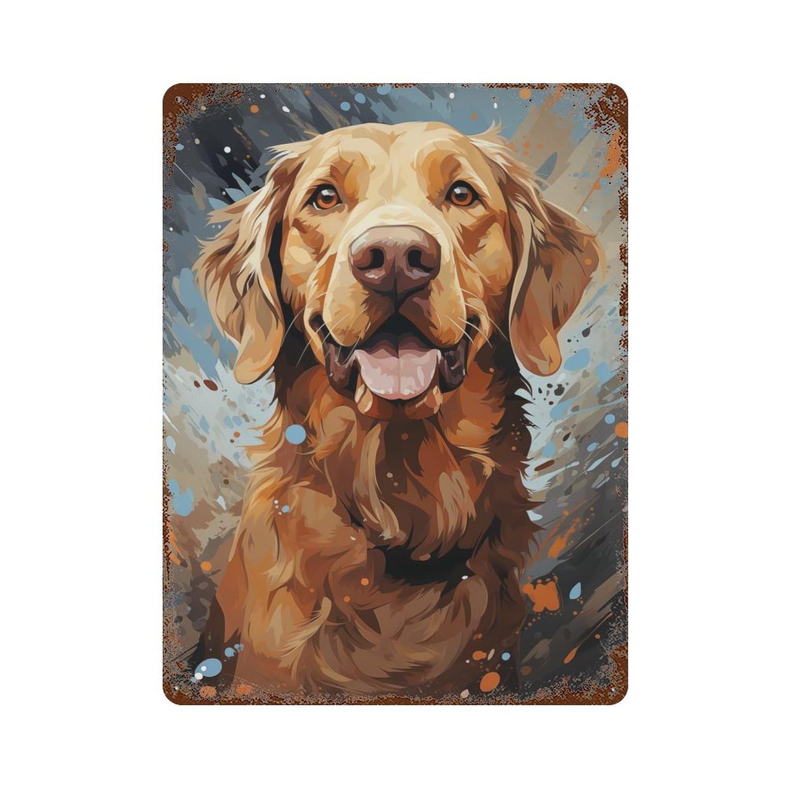 Labrador Digital Art Weathered Tin Sign 15.7"x11.8", Vintage Wall Decor for Garage, Pub Or Kitchen