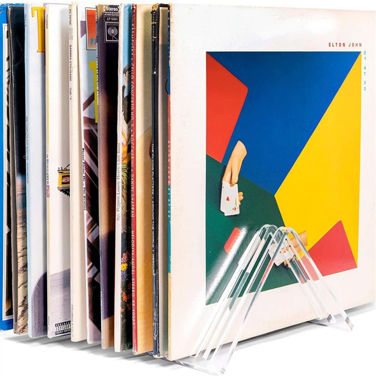 Scaffale porta CD, in acrilico trasparente, supporto verticale per dischi in vinile e riviste, elegante per casa o ufficio