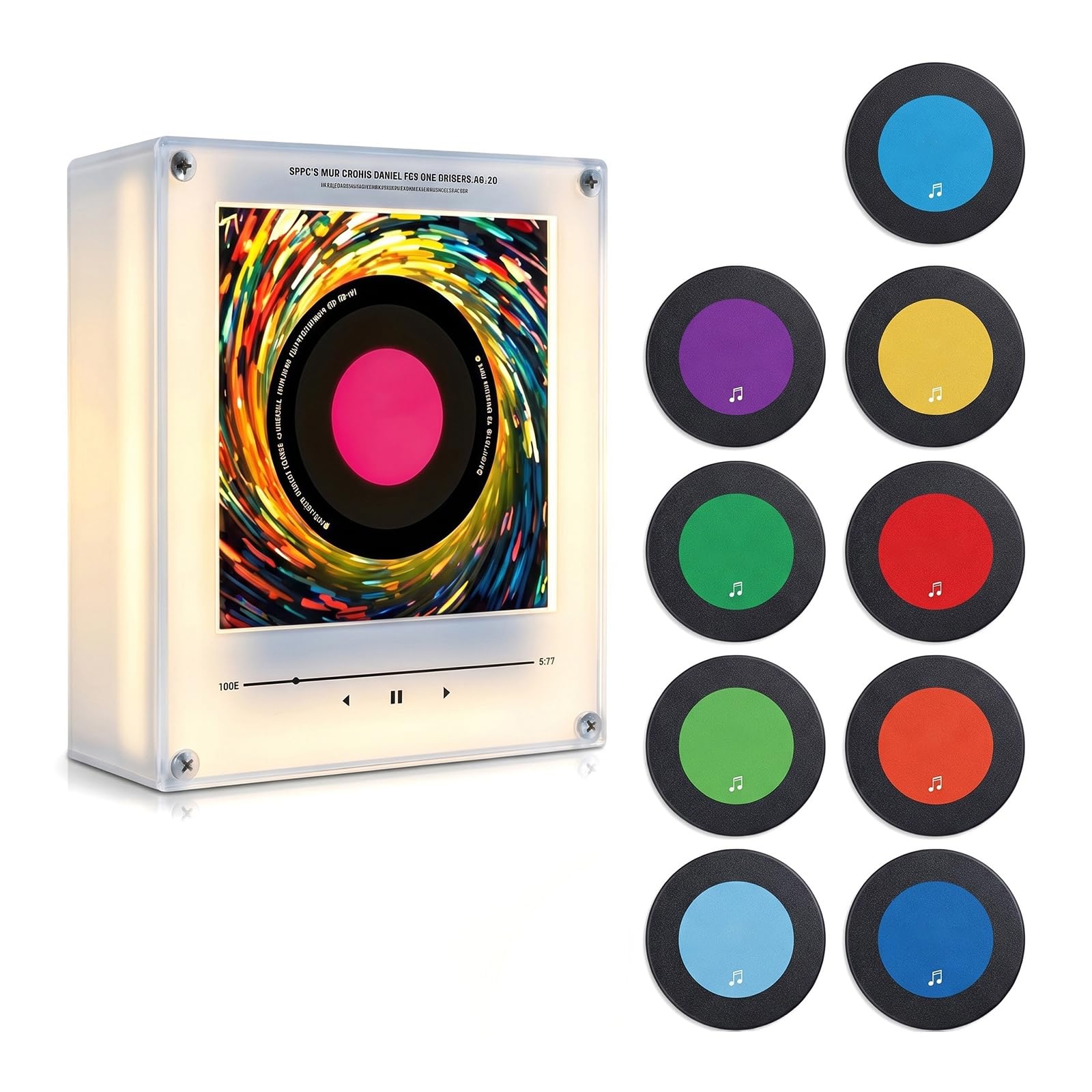 Magnetyczny odtwarzacz muzyczny na lodówkę, 128 mb, programowalny odtwarzacz muzyczny NFC, z oświetleniem LED, pozytywka, magnes na lodówkę z zestawem odtwarzacza, płyty muzyczne NFC, do domowego