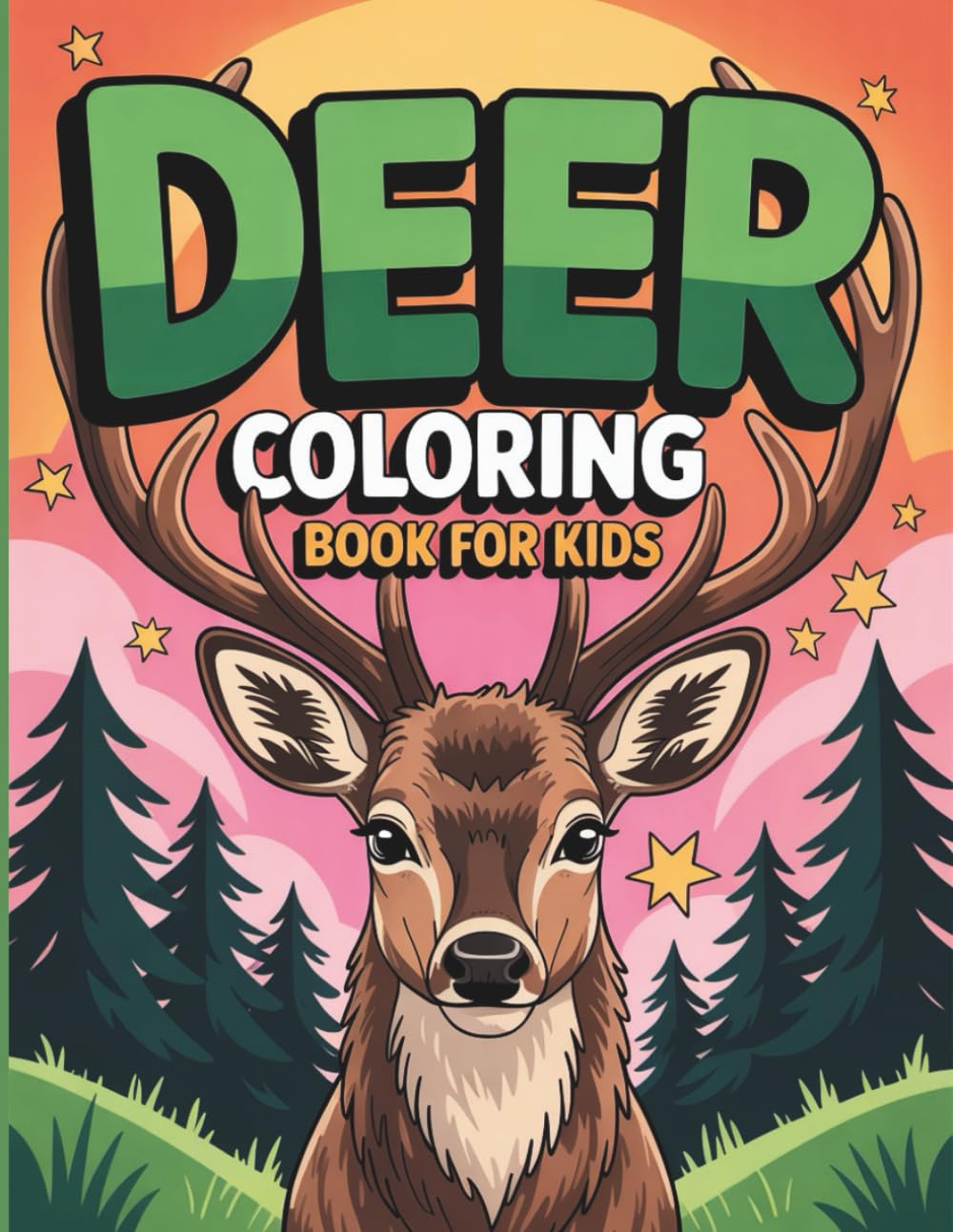 Deer Coloring Book for Kids: Adorable woodland Deer, Easy Pages, Creativity, and Calm for Ages 6-12