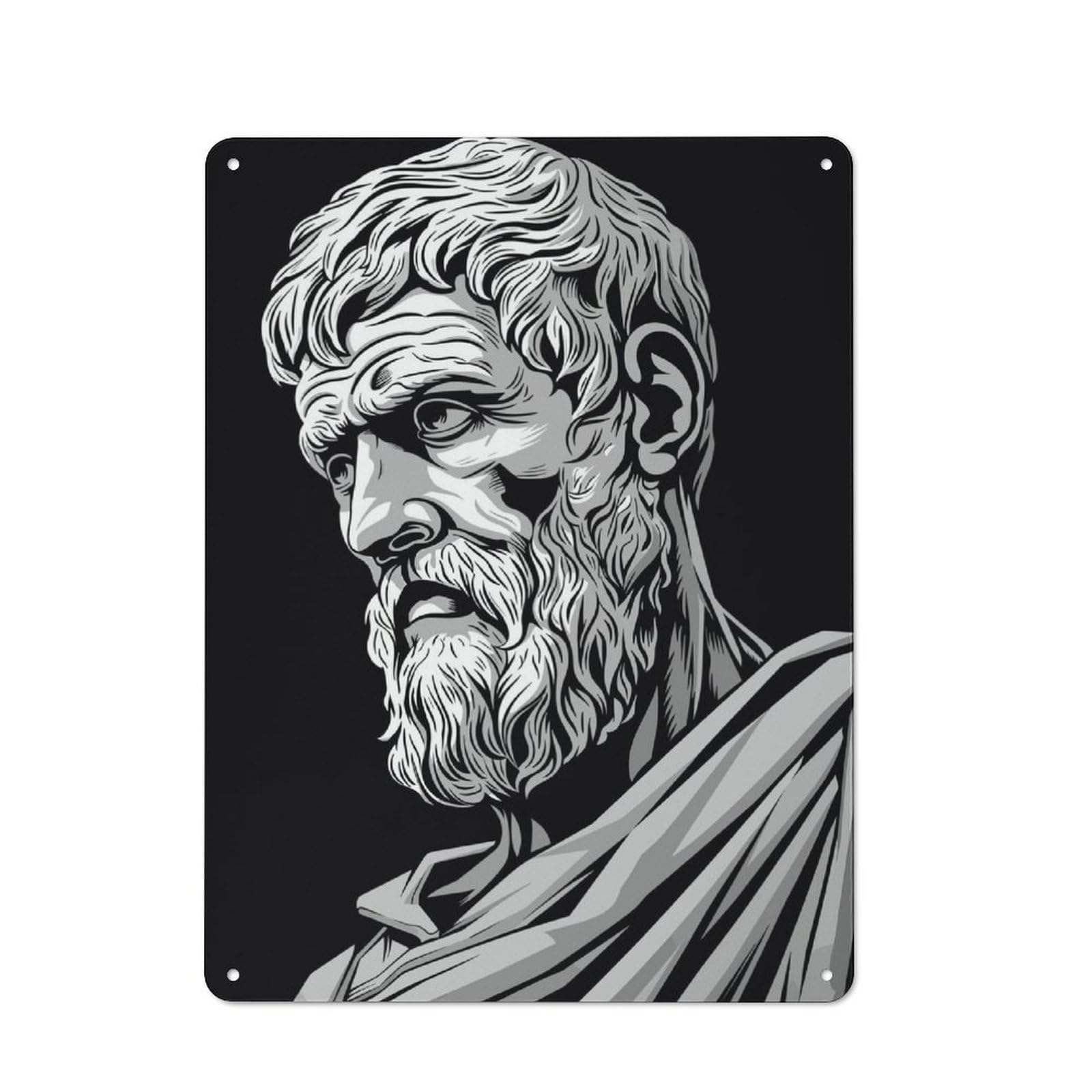 Junmoney Epictetus Philosopher Retro Metal Plaque 40X30cm For Bar Or Restaurant, Suited To Restaurant Interior Fans