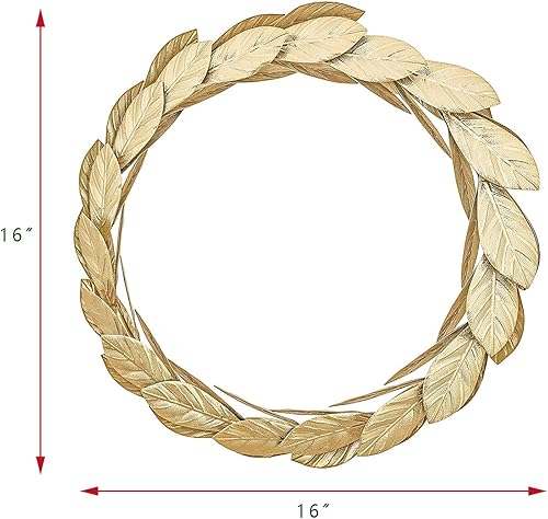 Miniatura 4 de Corona de metal dorada de 16 pulgadas corona grande de puerta delantera con hojas ajustables para Navidad ventana boda decoración de fiesta