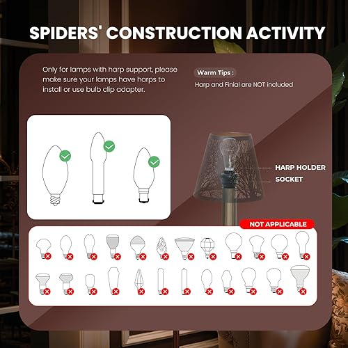 Miniatura 7 de ALUCSET - Juego de 2 pantallas de lámpara pequeñas de 3 x 6 x 5 pulgadas, campana, pantalla de lámpara con clip (negro dorado)