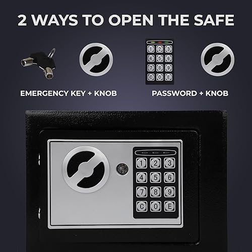 Miniatura 5 de Darice Caja fuerte para dinero, caja fuerte con cerradura electrónica de combinación y llave de emergencia, caja fuerte para efectivo con ranura