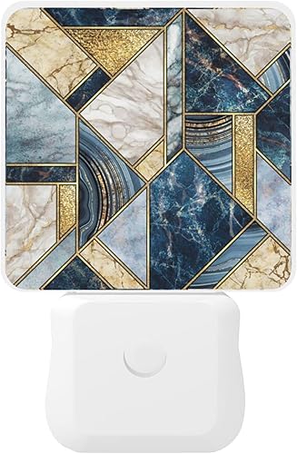 Miniatura 9 de Moderna luz nocturna de mármol azul enchufable para pared, luz nocturna LED decorativa con sensor automático de anochecer a amanecer, para niños,