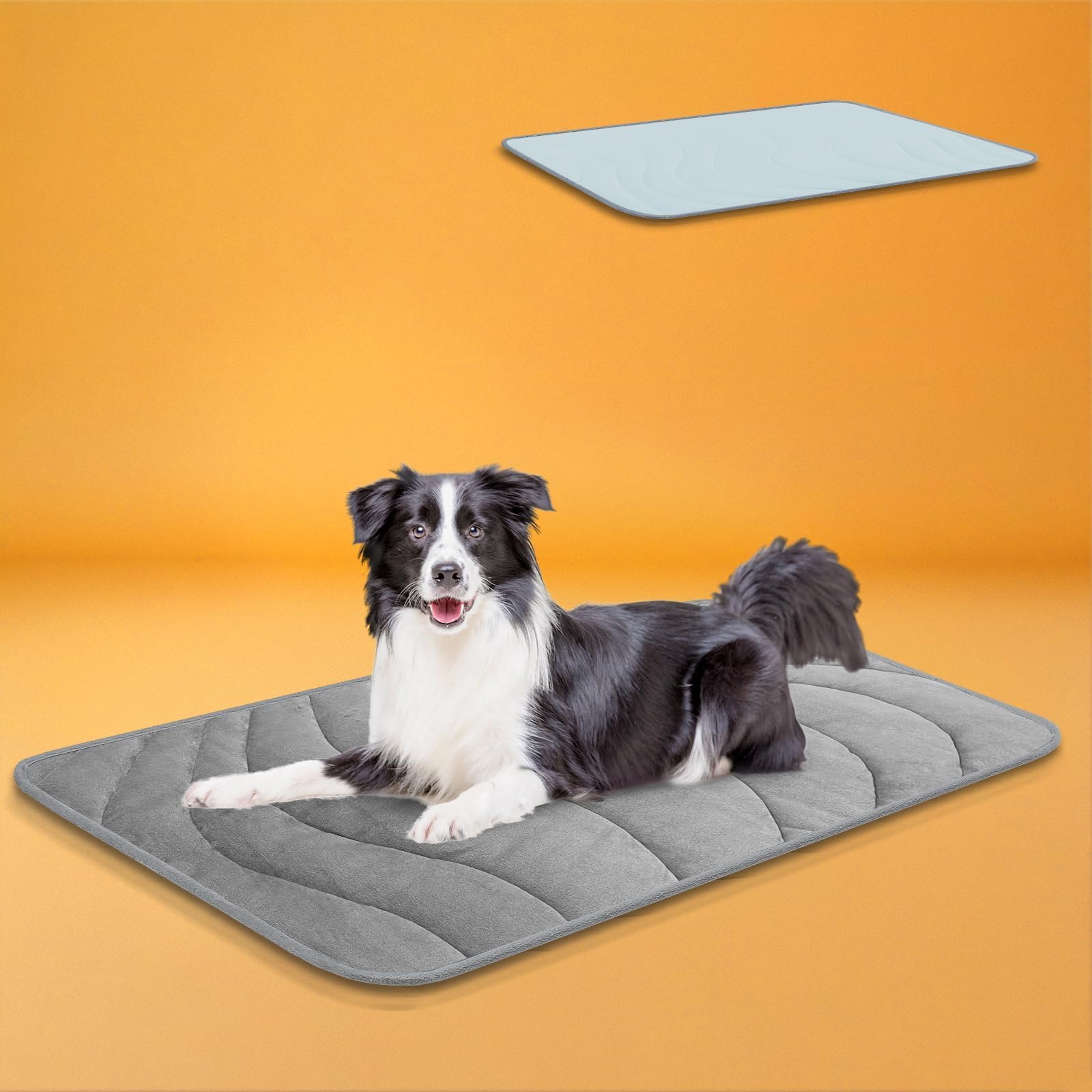 Cozyide Dog Crate Pad, Extra Large Reversible Dog Cooling Mat(Cool & Warm), Washable Soft Crate Mat for All Season, 40" L x 28" W, Dark Grey & Ocean