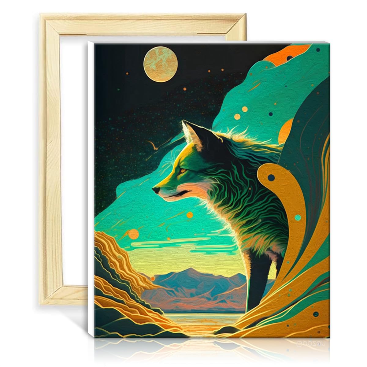 TANGFEIY Oil Painting by Numbers Kits Enchanted Forest Wolf Adults Beginner Canvas Oil Painting Kit with 3 Brushes & Acrylic Paints Art Supplies No Frame(30x40cm)