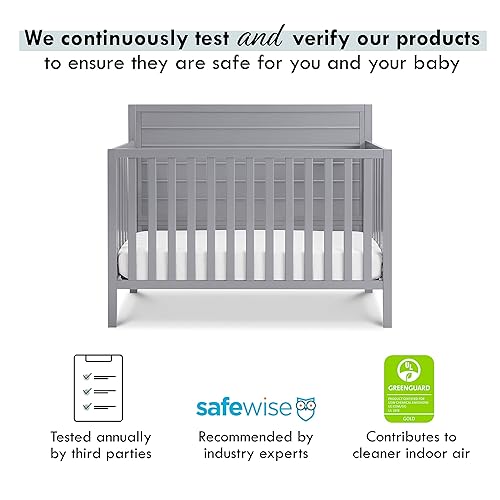 Miniatura 8 de Morgan Cuna convertible 4 en 1 con colchón completo para niños pequeños con funda impermeable e hipoalergénica  Cuna gris Grey, White