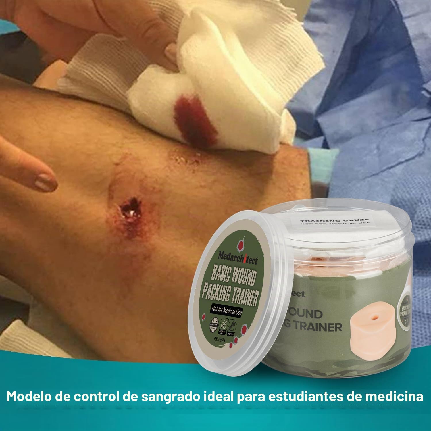 Medarchitect Entrenador de tareas de empaquetamiento de heridas, Entrenador de torniquetes de control de sangrado, Entrenador de empaque básico para educación médica