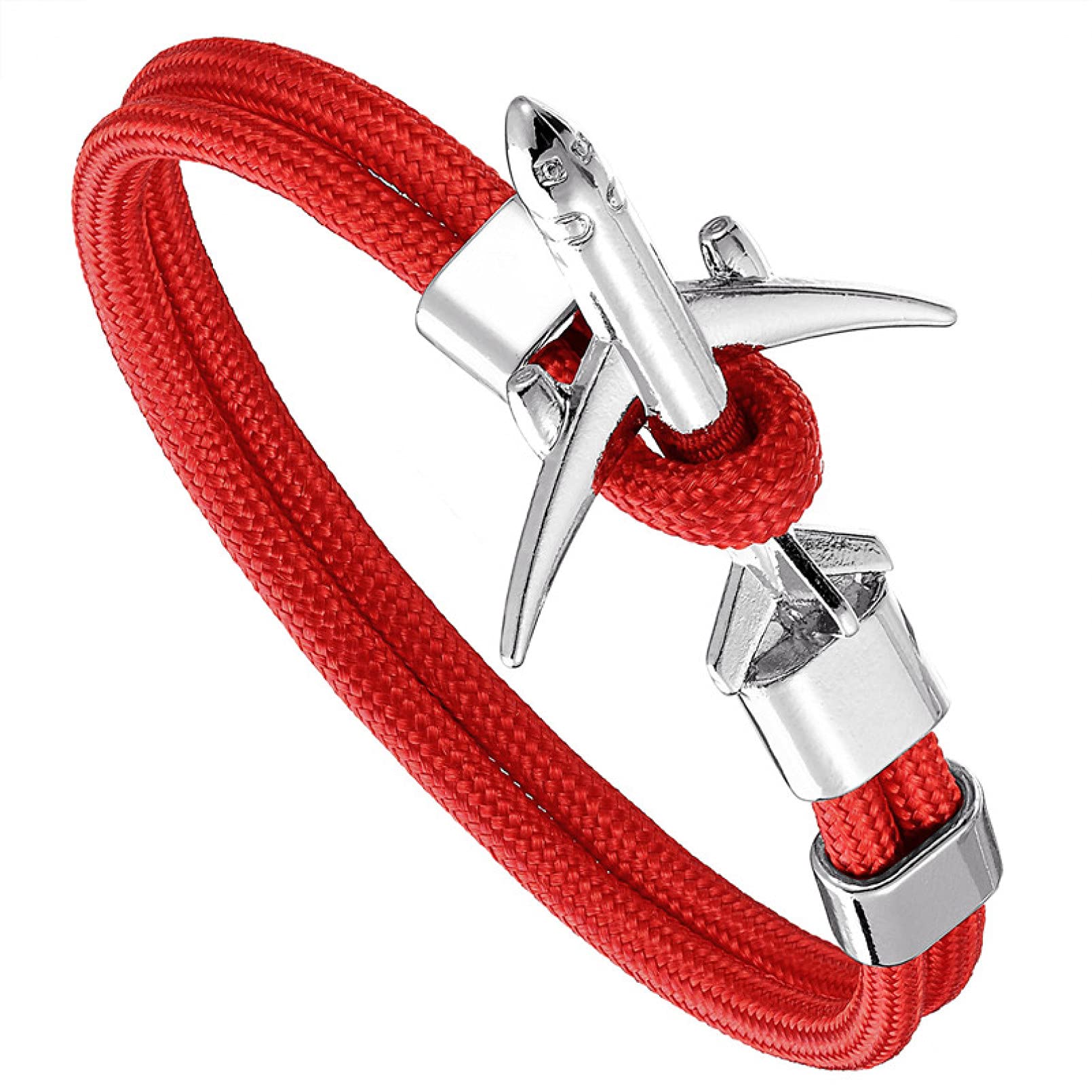 DAIDAISLblack airplane anchor bracelet men women nautical charm survival rope chain Paracord bracelet man wrap