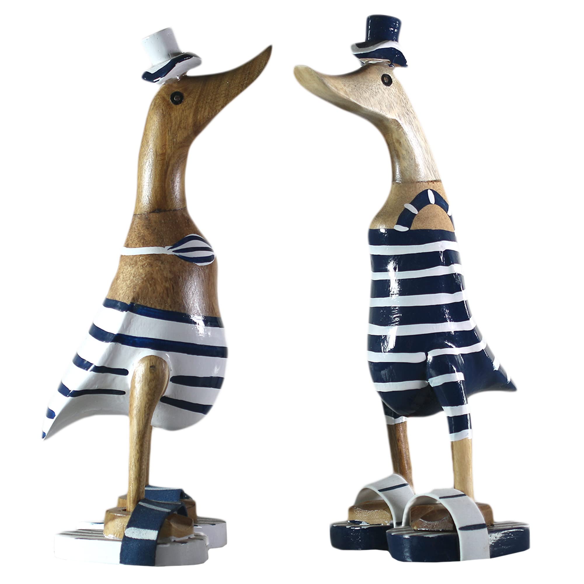 ART-CRAFT 2X Holz Ente Lauf Ente Gartendeko Figur aus Bambus
