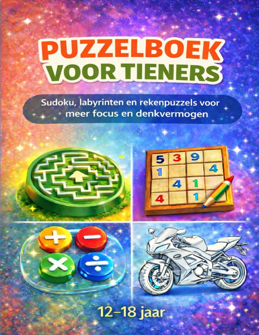 PUZZELBOEK VOOR TIENERS: Sudoku, labyrinten en rekenpuzzels voor meer focus en denkvermogen | 12–18 jaar
