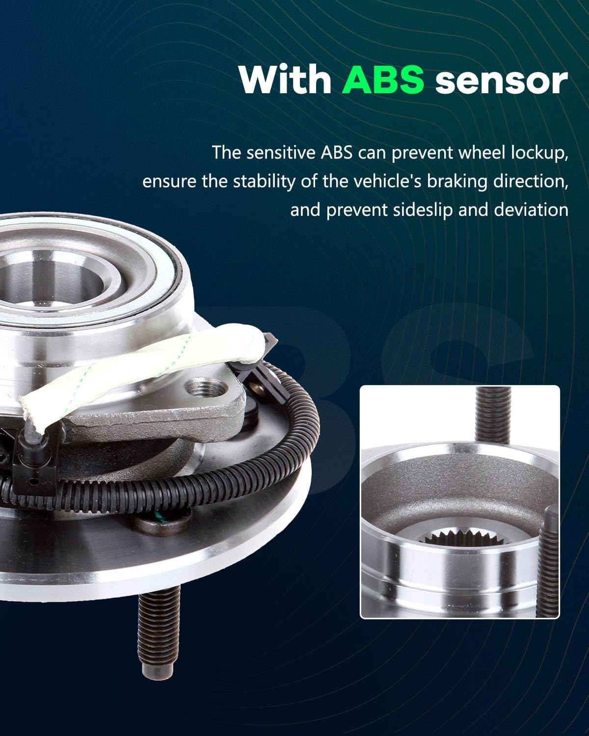 SCITOO Wheel Hub Wheel Bearing Assembly Front 515029 fit for Ford for F-150 2000-2004 5 Lugs Wheel Hub Bearing Assemblies W/ABS 2pcs Wheel Hub Bearings