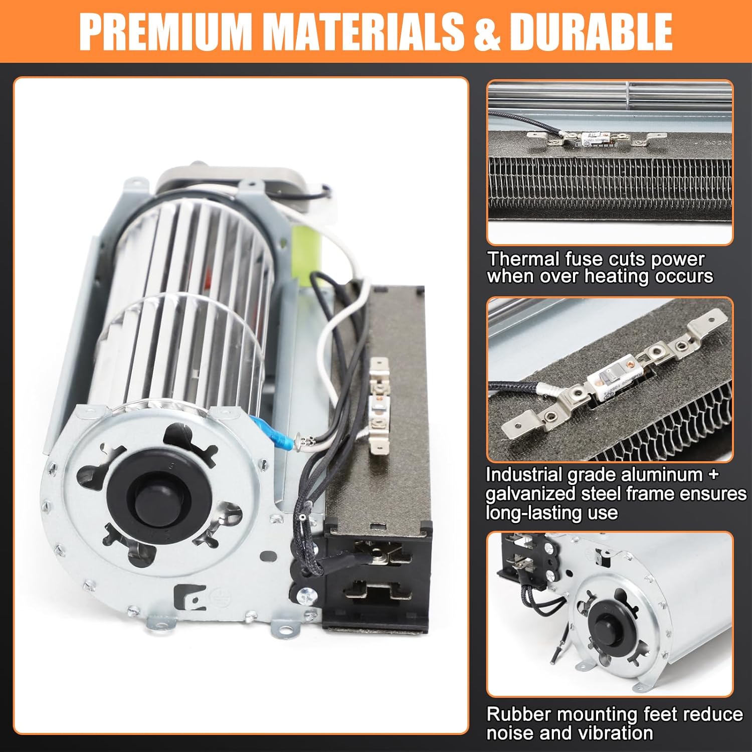Criditpid Electric Fireplace Blower Fan & Heater Element for Twin Star Electric Fireplaces, Wood Burning Stove, Fireplace Blower Motor Parts for Twinstar 28E05, 28E05R, TS-001, 23EF010GAA, 10QI071ARA