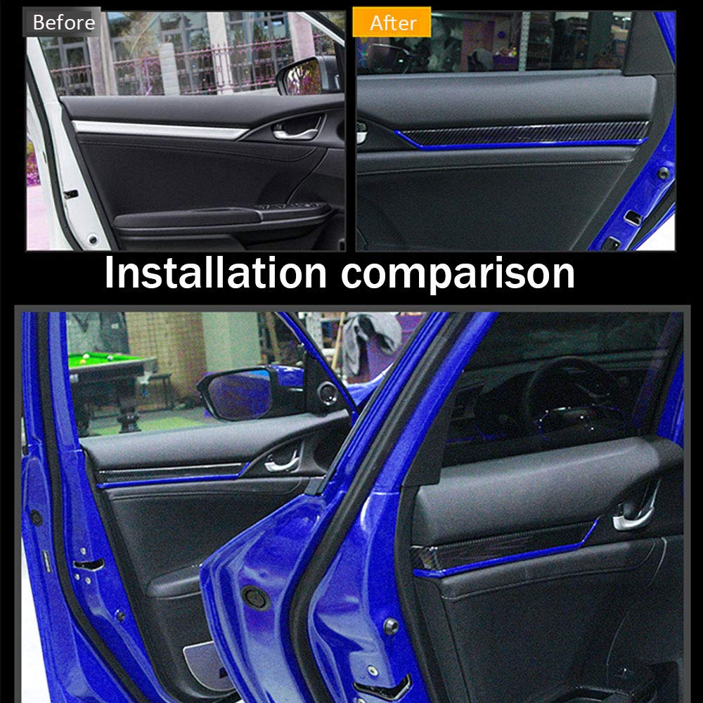 Boltry ABS Engineering Plastics,Carbon Fiber Print Inner Door Panel Stripe Cover Automobile Door Moulding Trims Accessories 8Pcs for Honda 10th Civic LX EX Sport 2016 2017 2018 2019 2020
