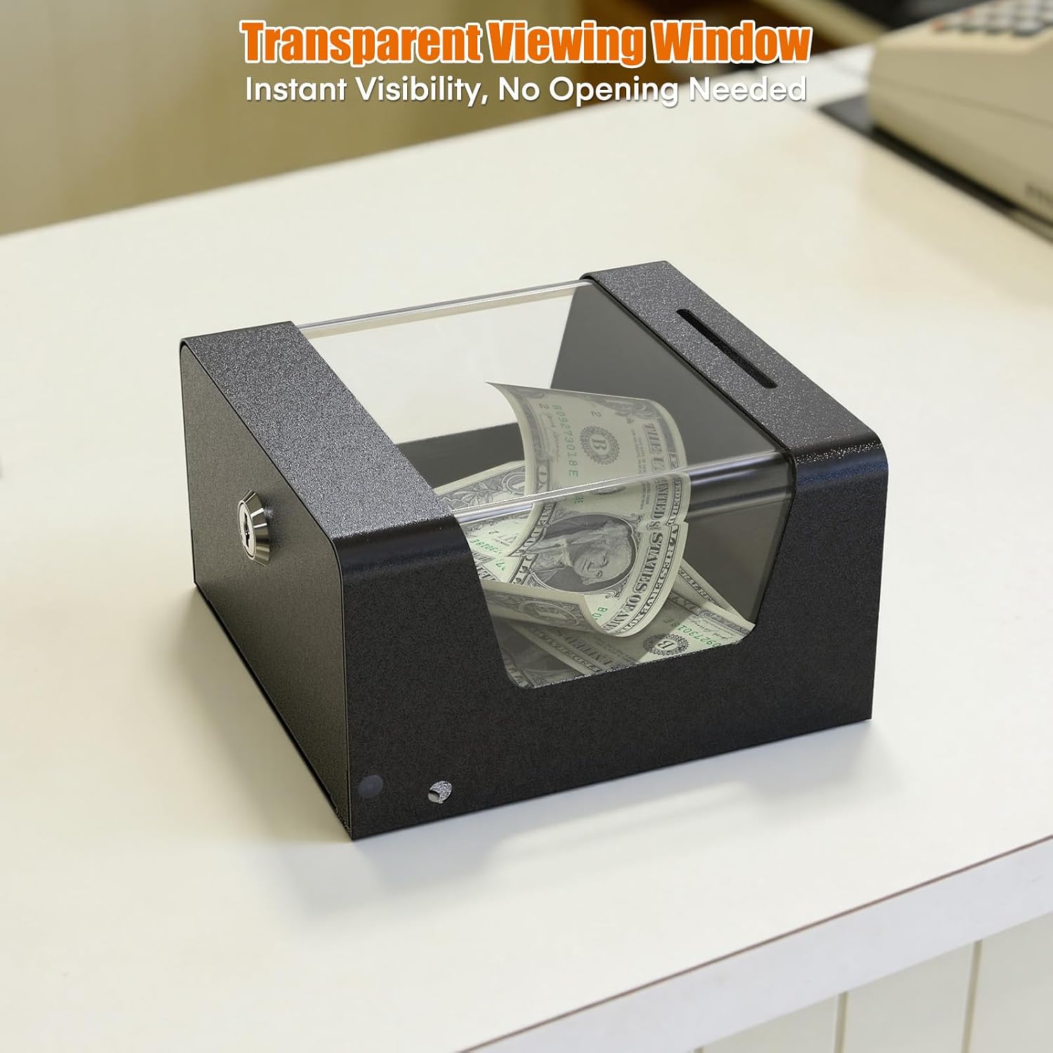 Steel Locking Tip Box - Heavy Duty Secure Tip Jar with Combination Cable Lock - Use for Collecting Donation, Suggestion, Business Card, and More