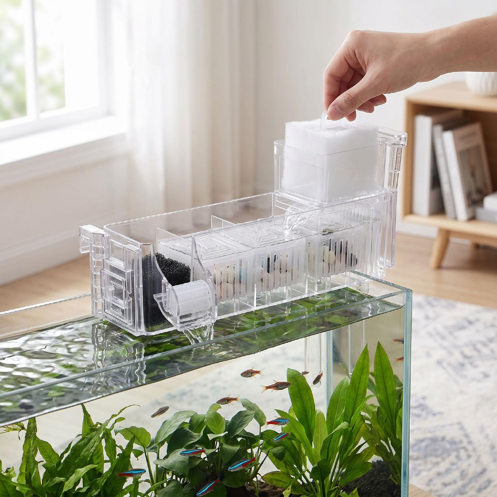 Filtro Acquario Esterno a Cascata, Filtraggio Potente, 220-240V, per Serra Tropicale (Spina Europea 220V)